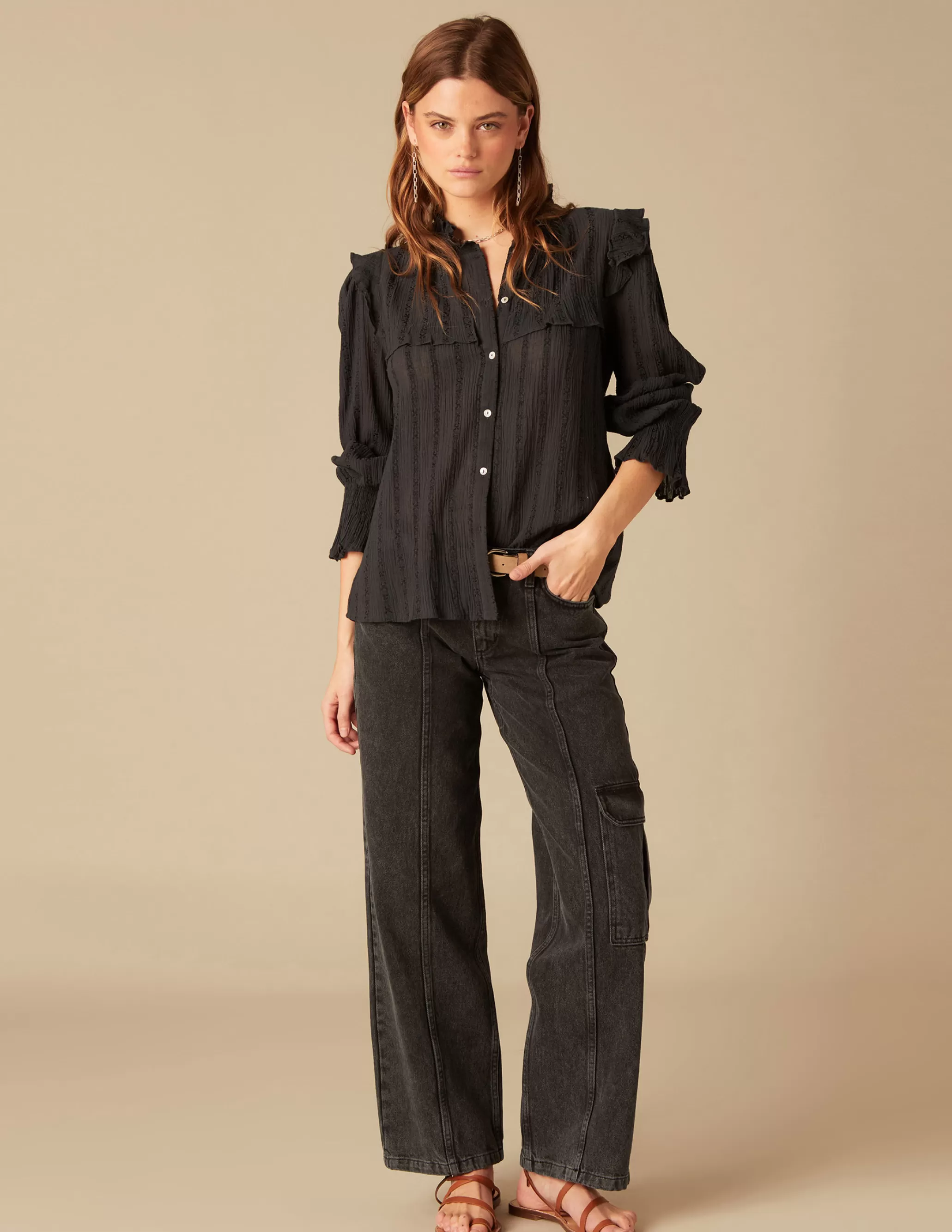 Nicoli ANTHRACITE CARGO TROUSERS< Trousers | Denim