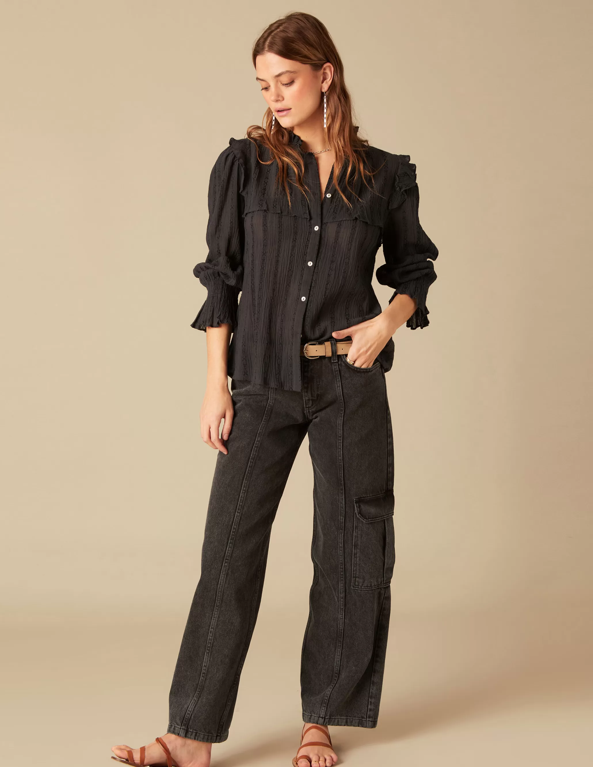 Nicoli ANTHRACITE CARGO TROUSERS< Trousers | Denim