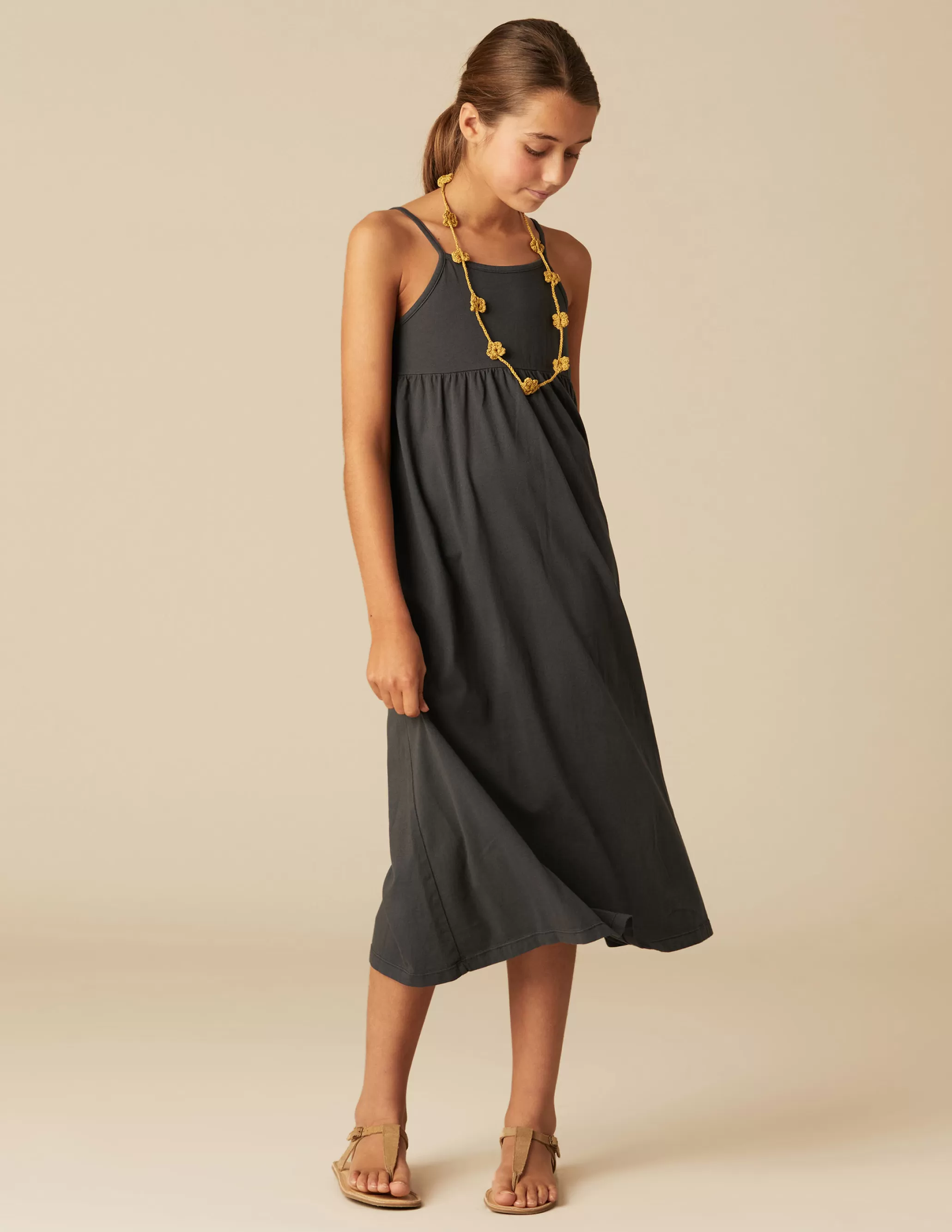 Nicoli ANTHRACITE COTTON DRESS< Dresses