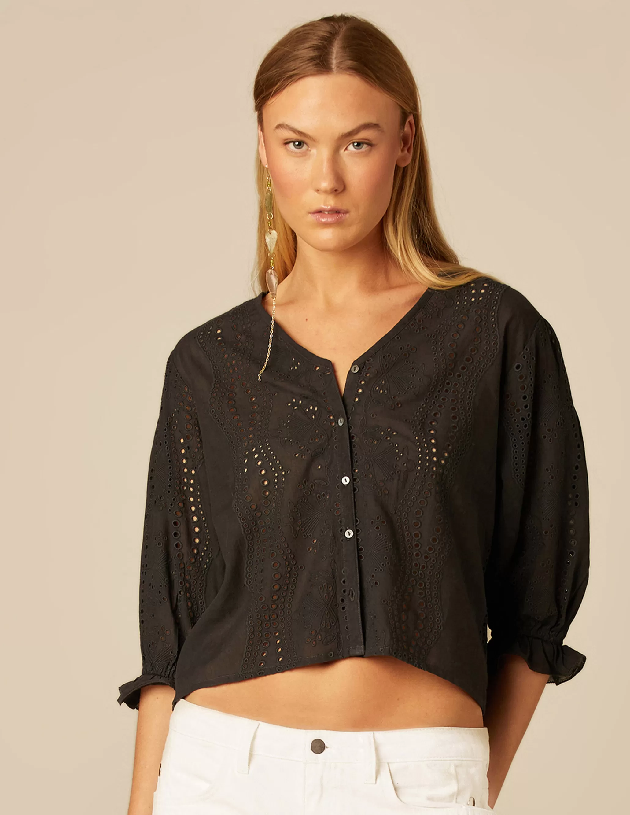 Nicoli ANTHRACITE EMBROIDERED SHIRT< Shirts & Blouses