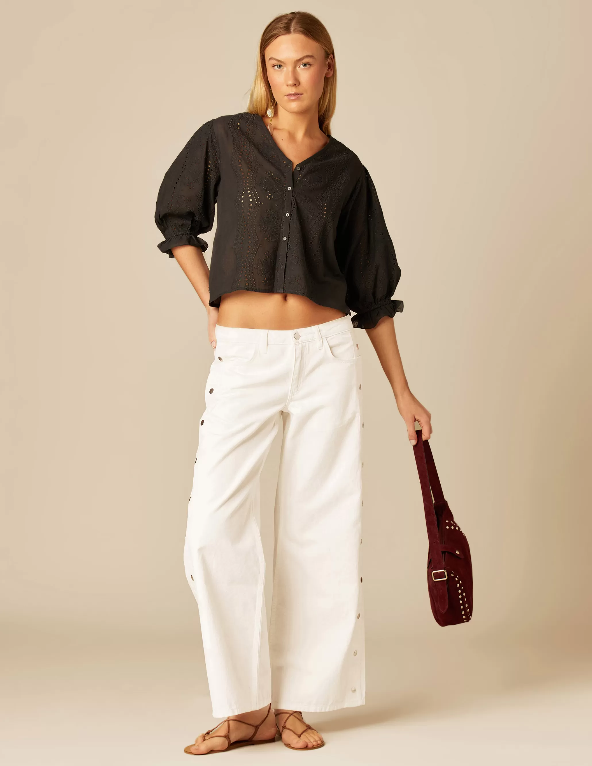 Nicoli ANTHRACITE EMBROIDERED SHIRT< Shirts & Blouses