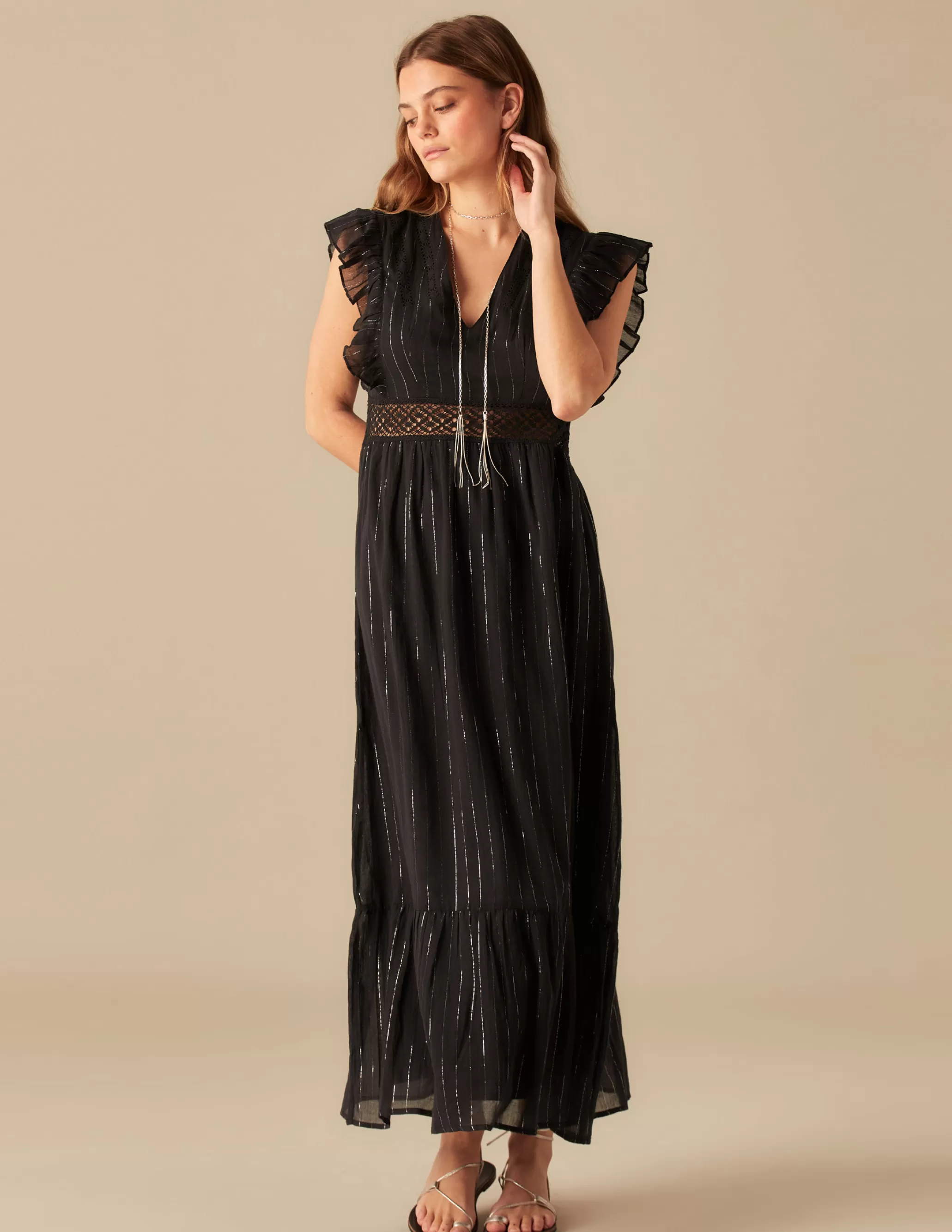 Nicoli ANTHRACITE LUREX DRESS< Dresses