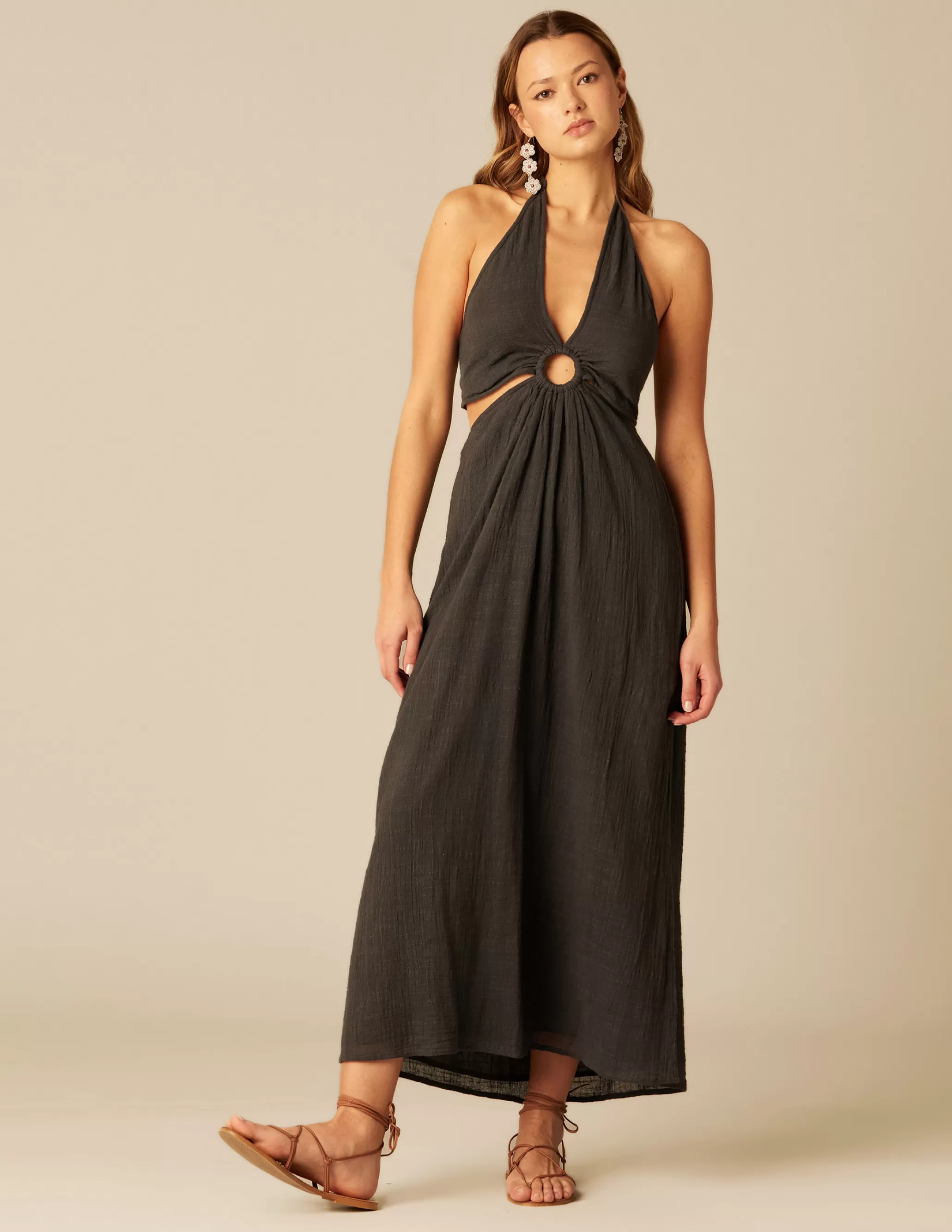 Nicoli ANTHRACITE OPEN DRESS< Dresses