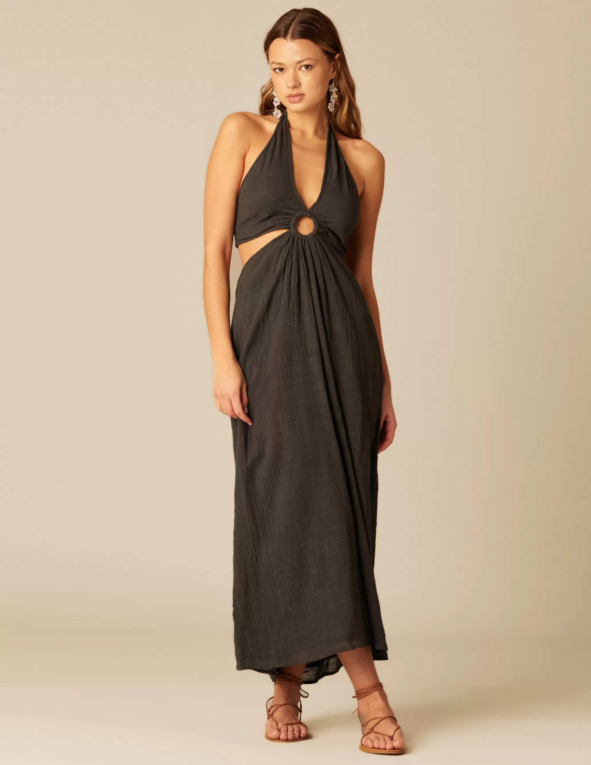 Nicoli ANTHRACITE OPEN DRESS< Dresses