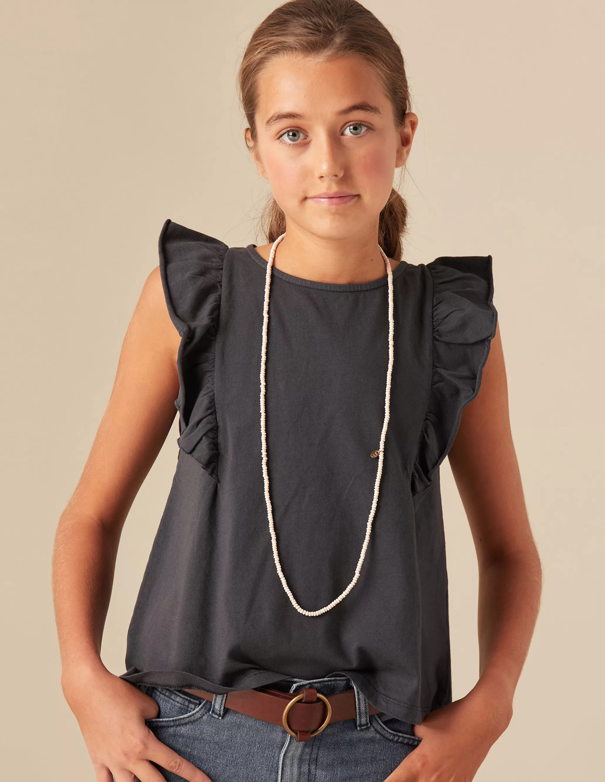 Nicoli ANTHRACITE RUFFLE SHIRT< T-shirts