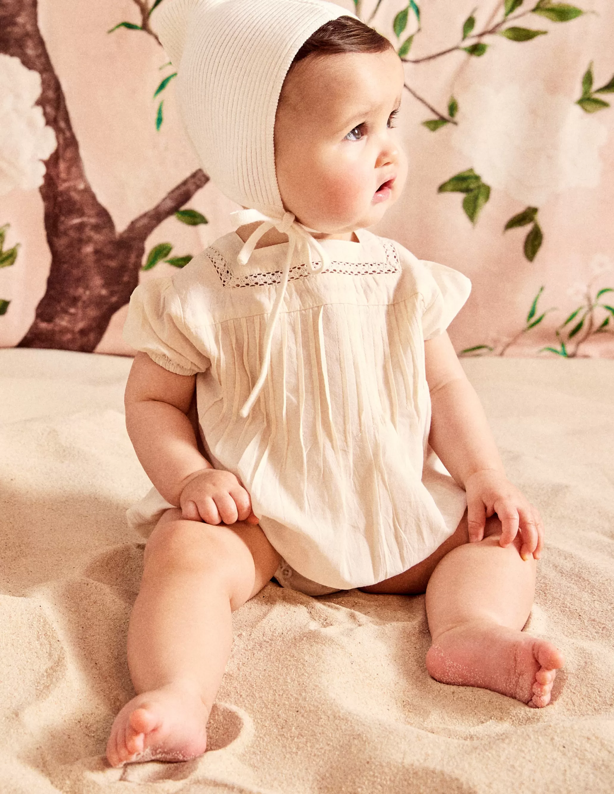 Nicoli BEIGE PIN-TUCK PLAYSUIT< Playsuits & Dungarees