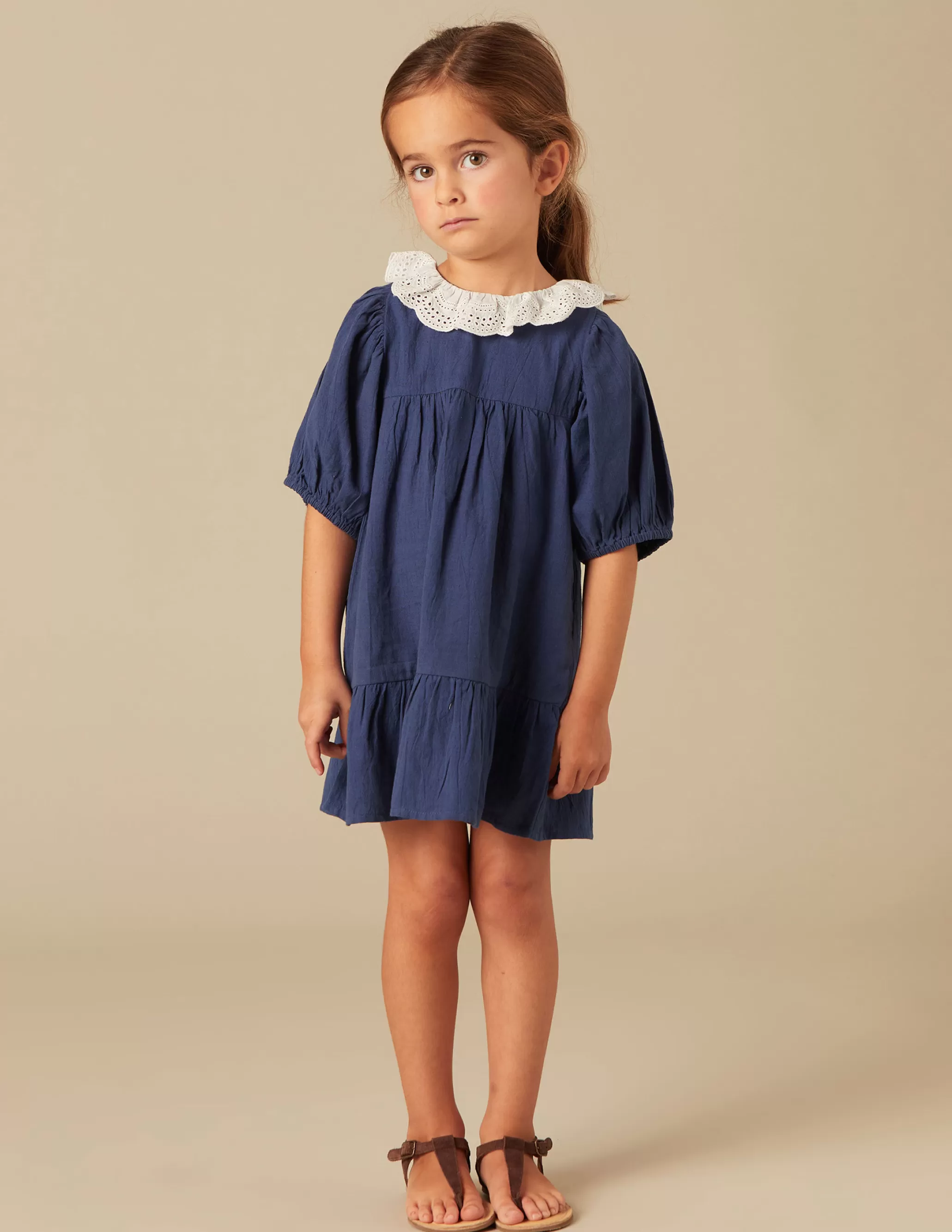 Nicoli BLUE COTTON COLLAR DRESS< Dresses