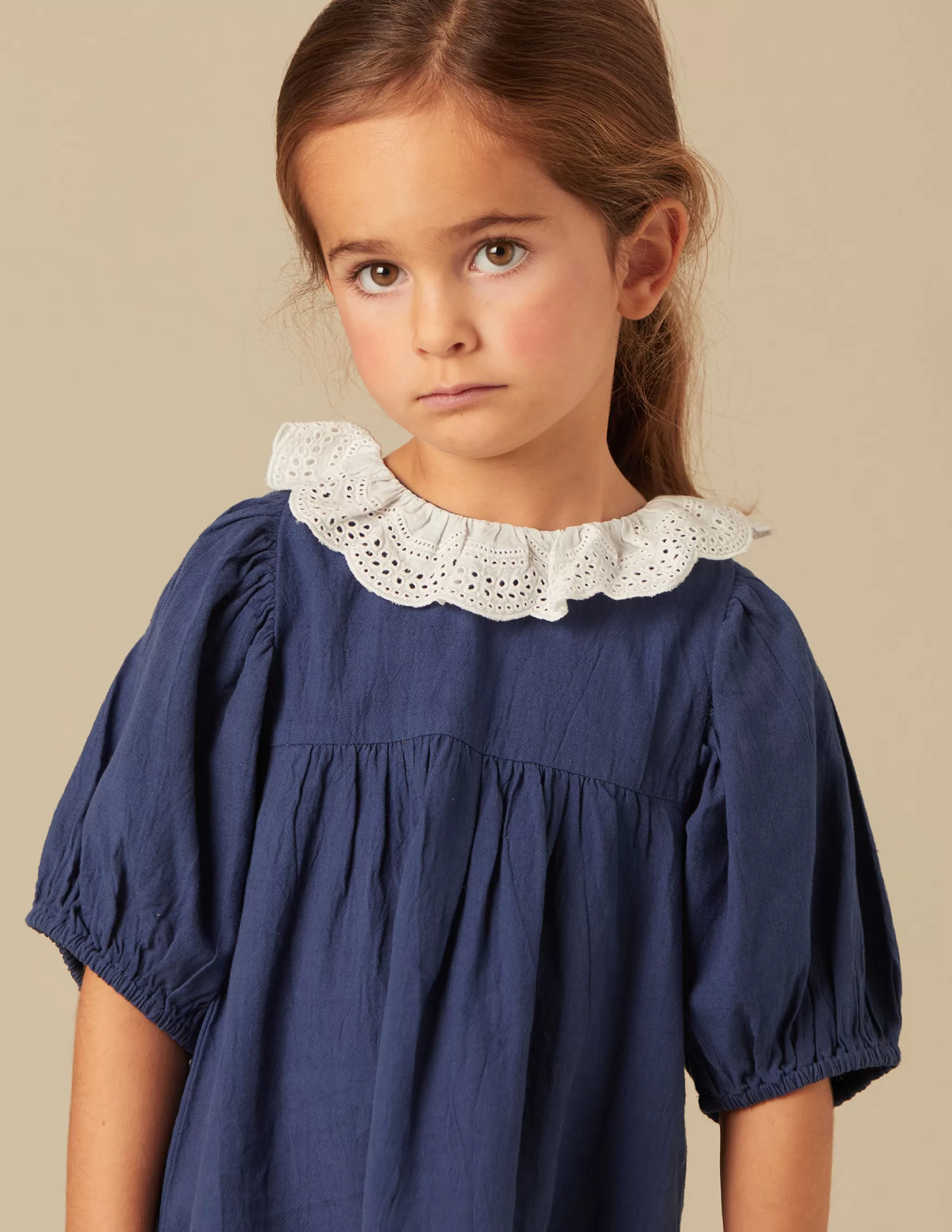 Nicoli BLUE COTTON COLLAR DRESS< Dresses