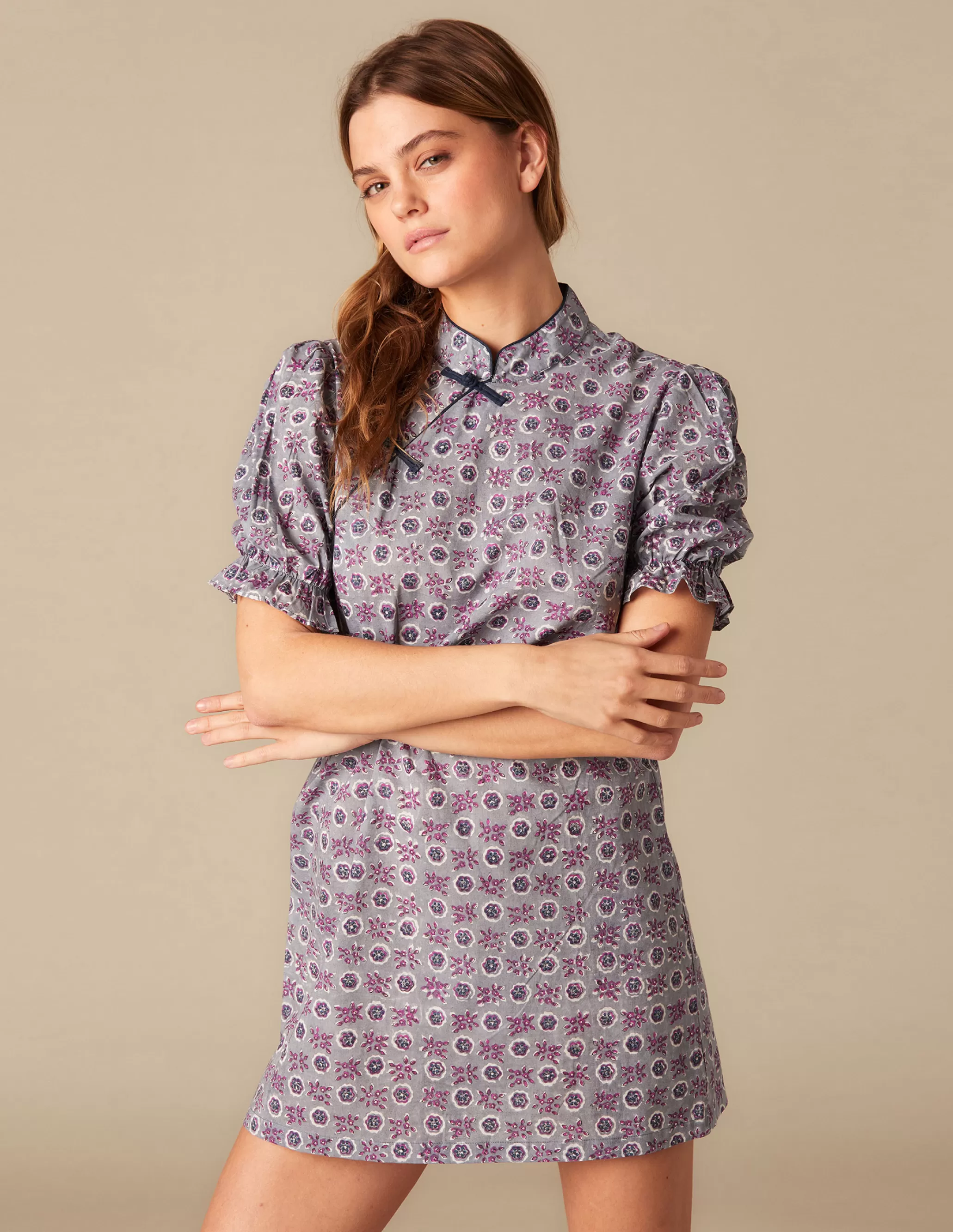 Nicoli BLUE FLORAL DRESS< Dresses