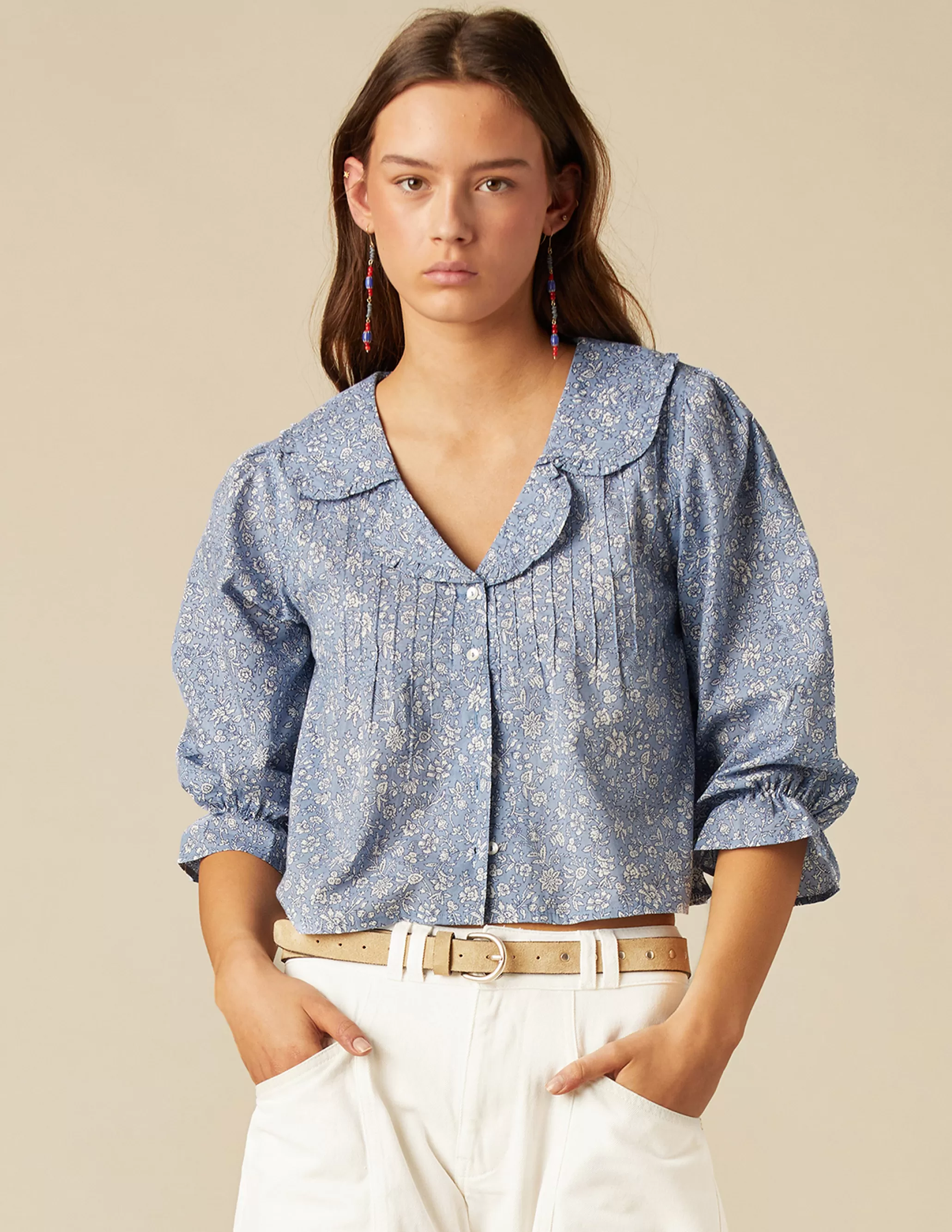 Nicoli BLUE FLORAL SHIRT< Shirts & Blouses