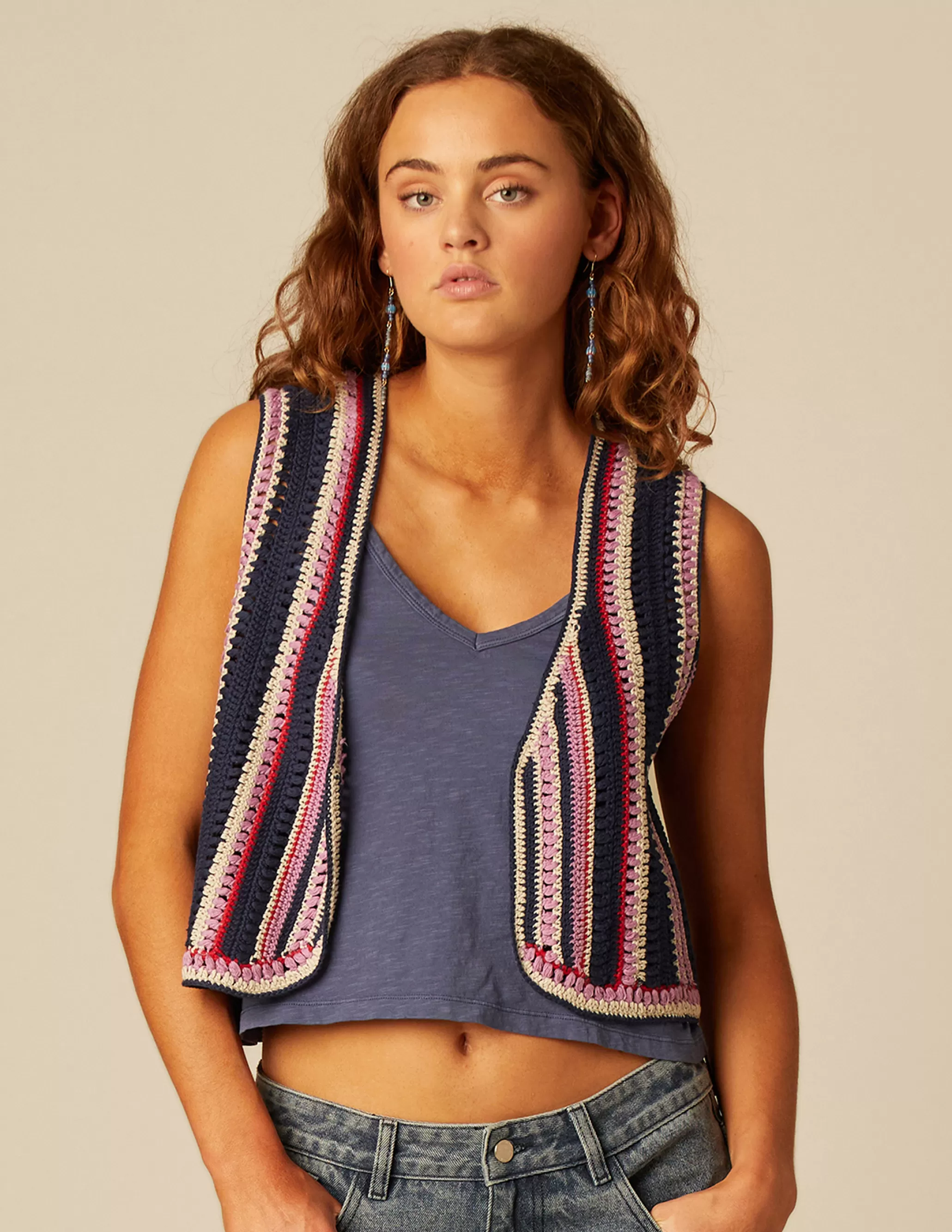 Nicoli BLUE KNIT VEST< Waistcoats | Knitwear