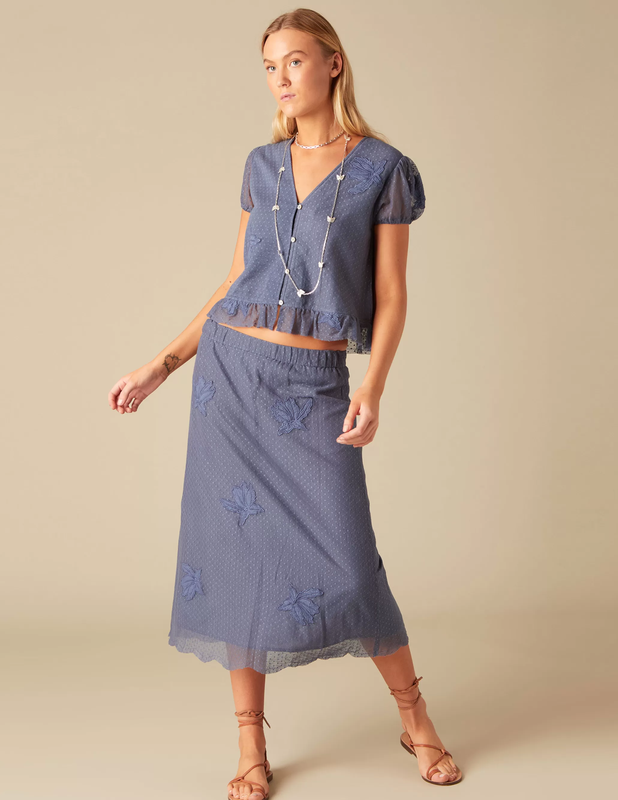 Nicoli BLUE LACE SKIRT< Skirts