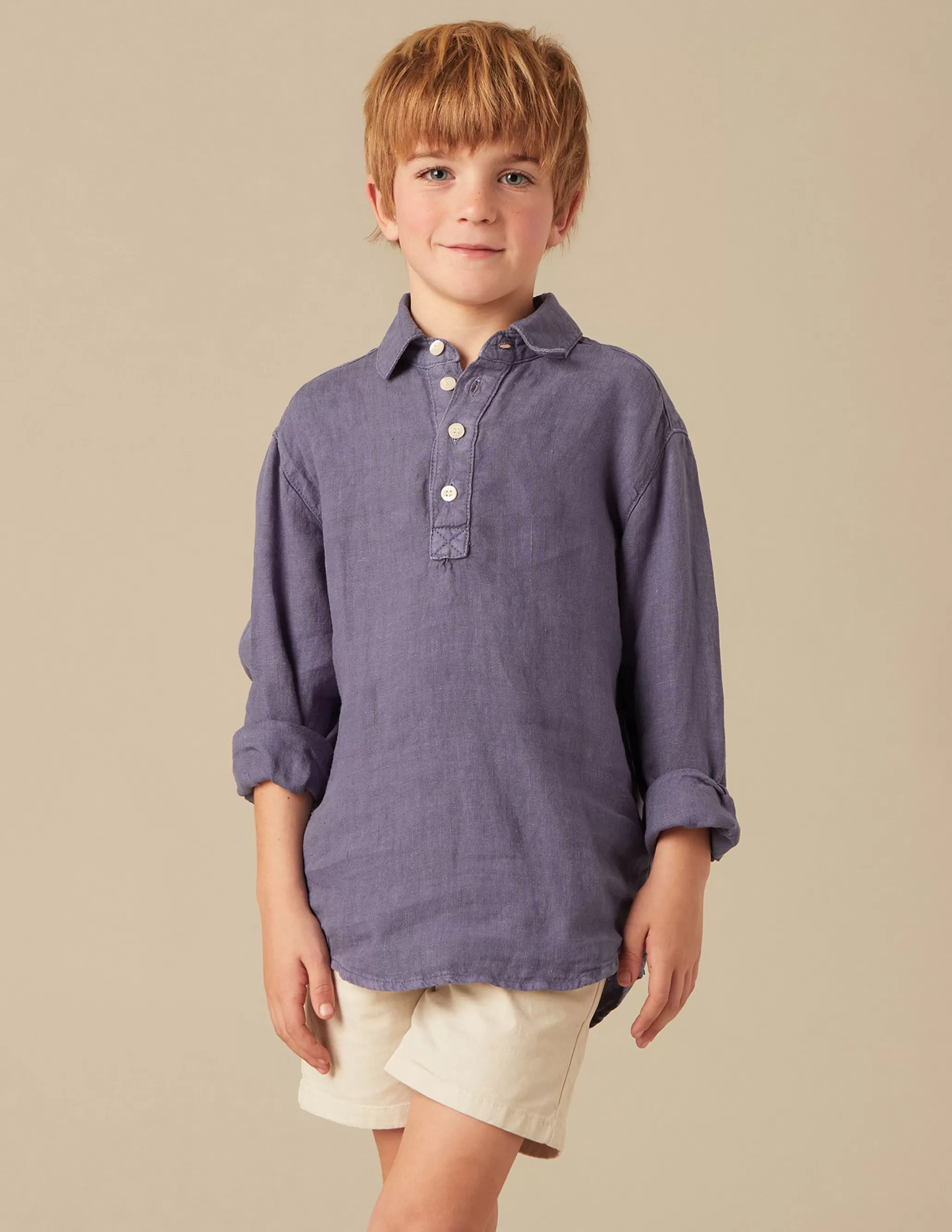 Nicoli BLUE LINEN SHIRT<BOY Shirts