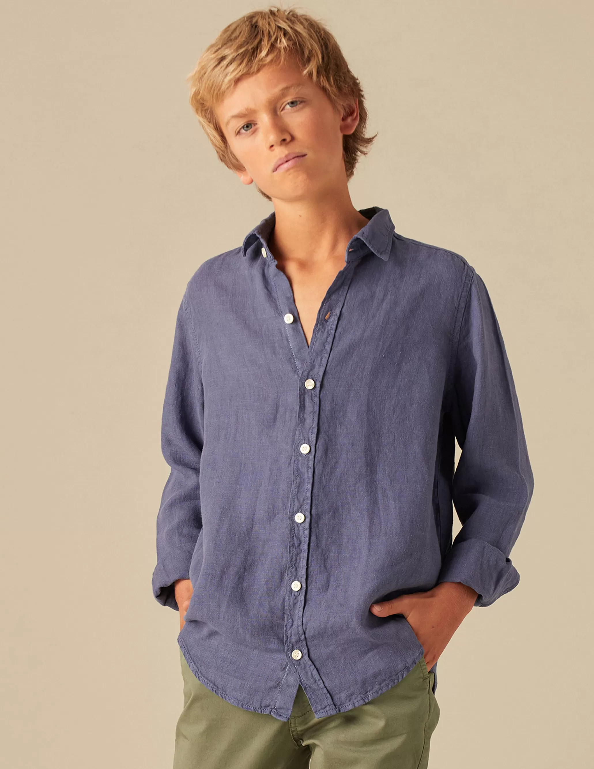 Nicoli BLUE LINEN SHIRT< Shirts