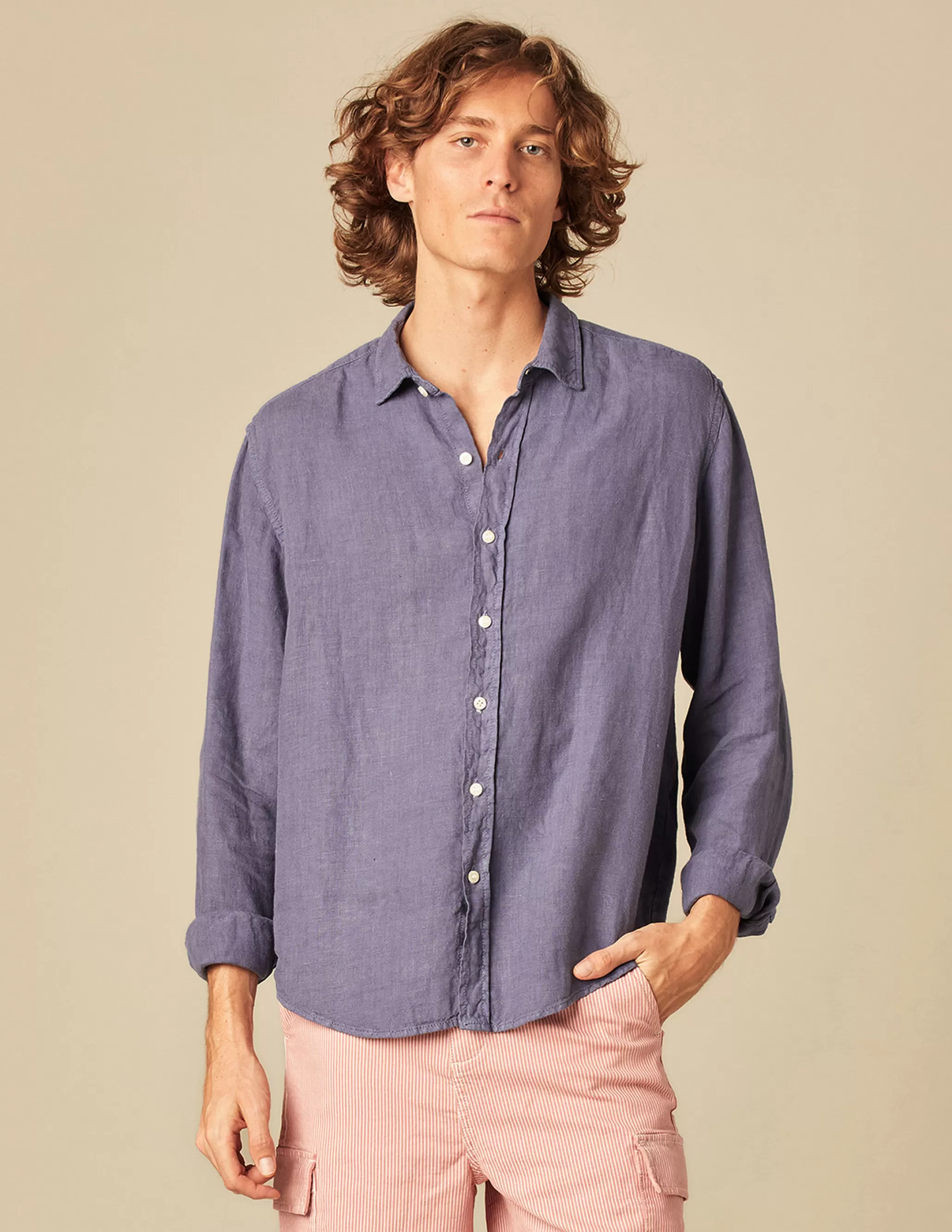 Nicoli BLUE LINEN SHIRT< Shirts