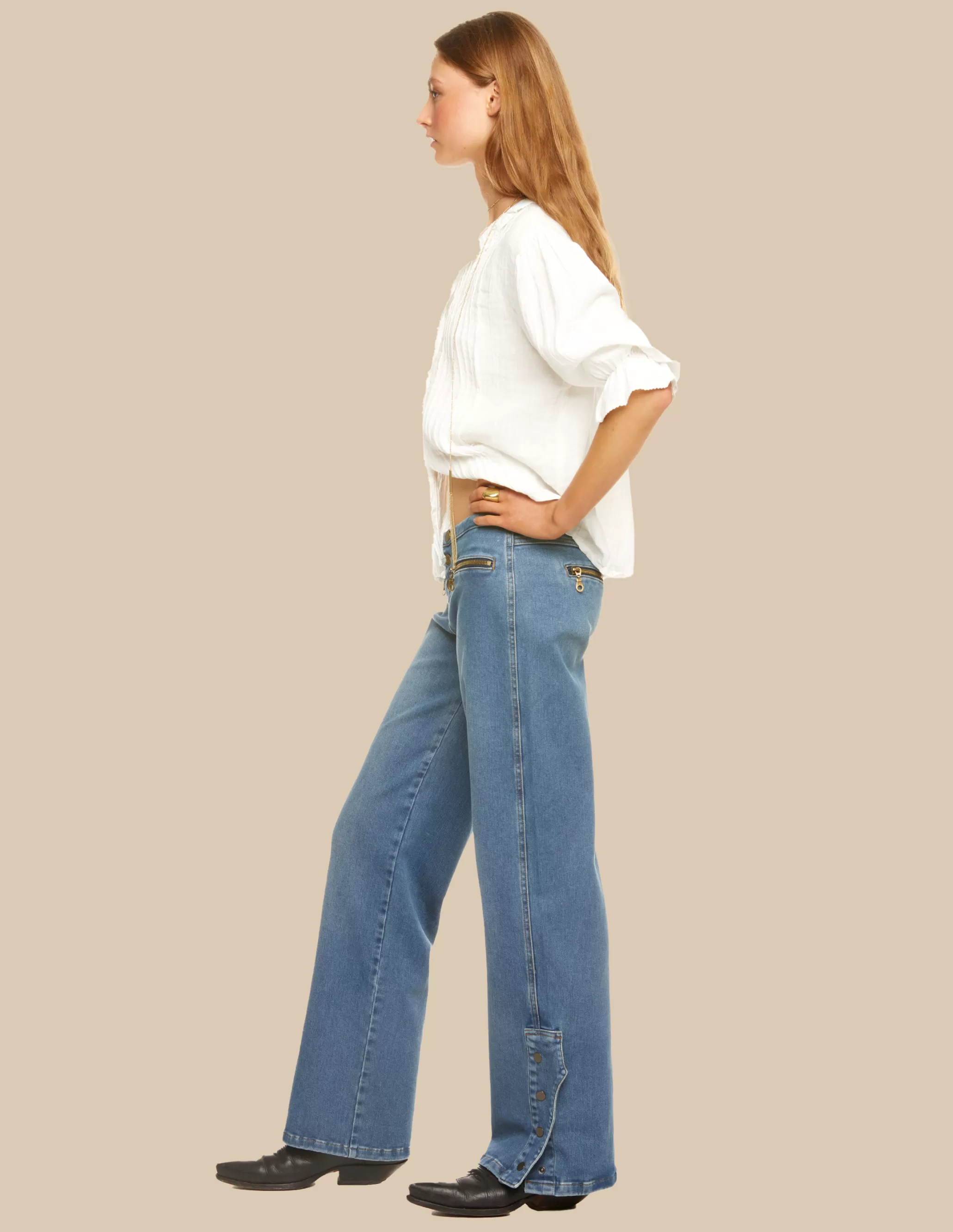 Nicoli BLUE LOW WAIST BUTTONED JEANS< Trousers | Denim