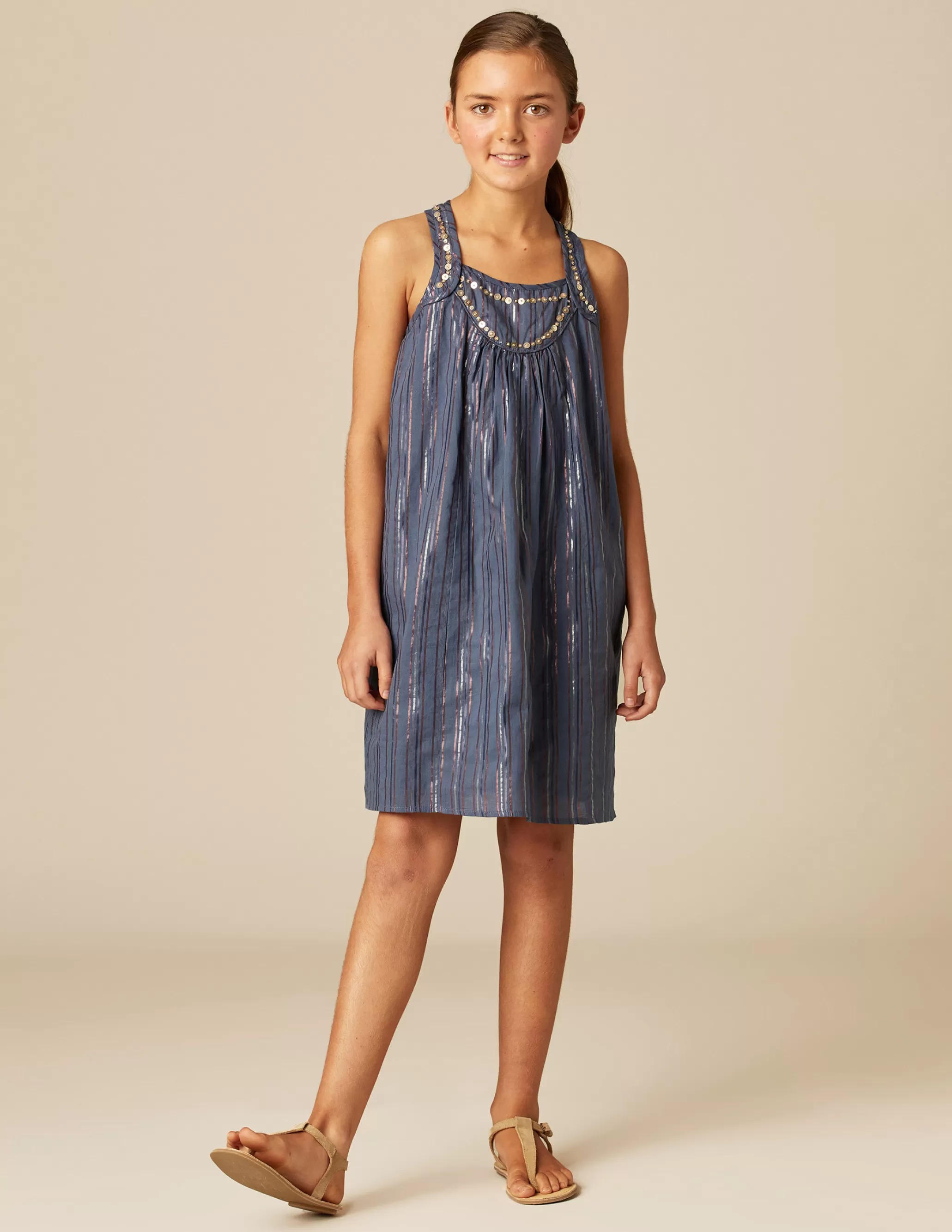 Nicoli BLUE LUREX STRIPED DRESS< Dresses