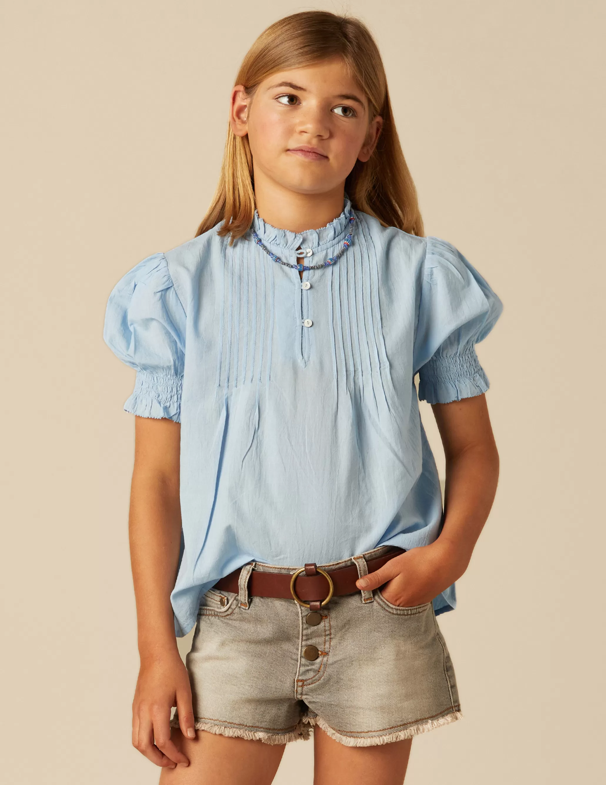 Nicoli BLUE PIN-TUCK SHIRT< Shirts