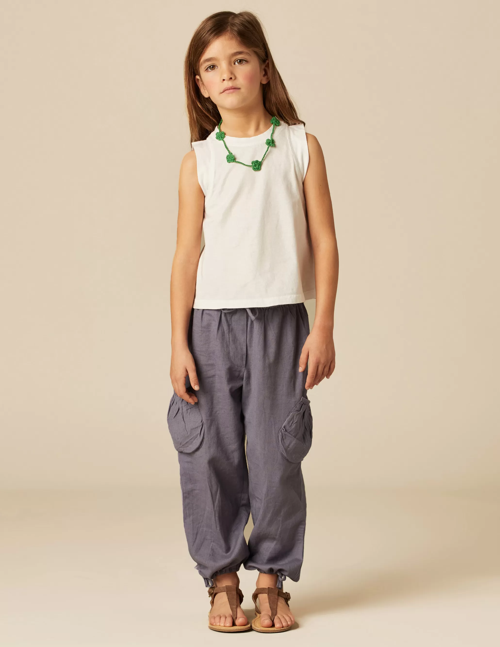 Nicoli BLUE POCKET LINEN TROUSERS< Trousers