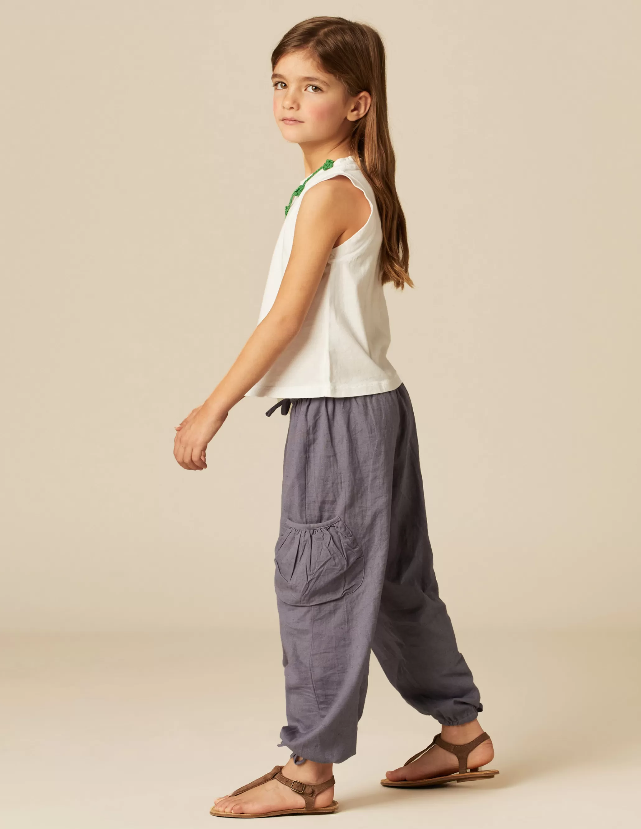 Nicoli BLUE POCKET LINEN TROUSERS< Trousers