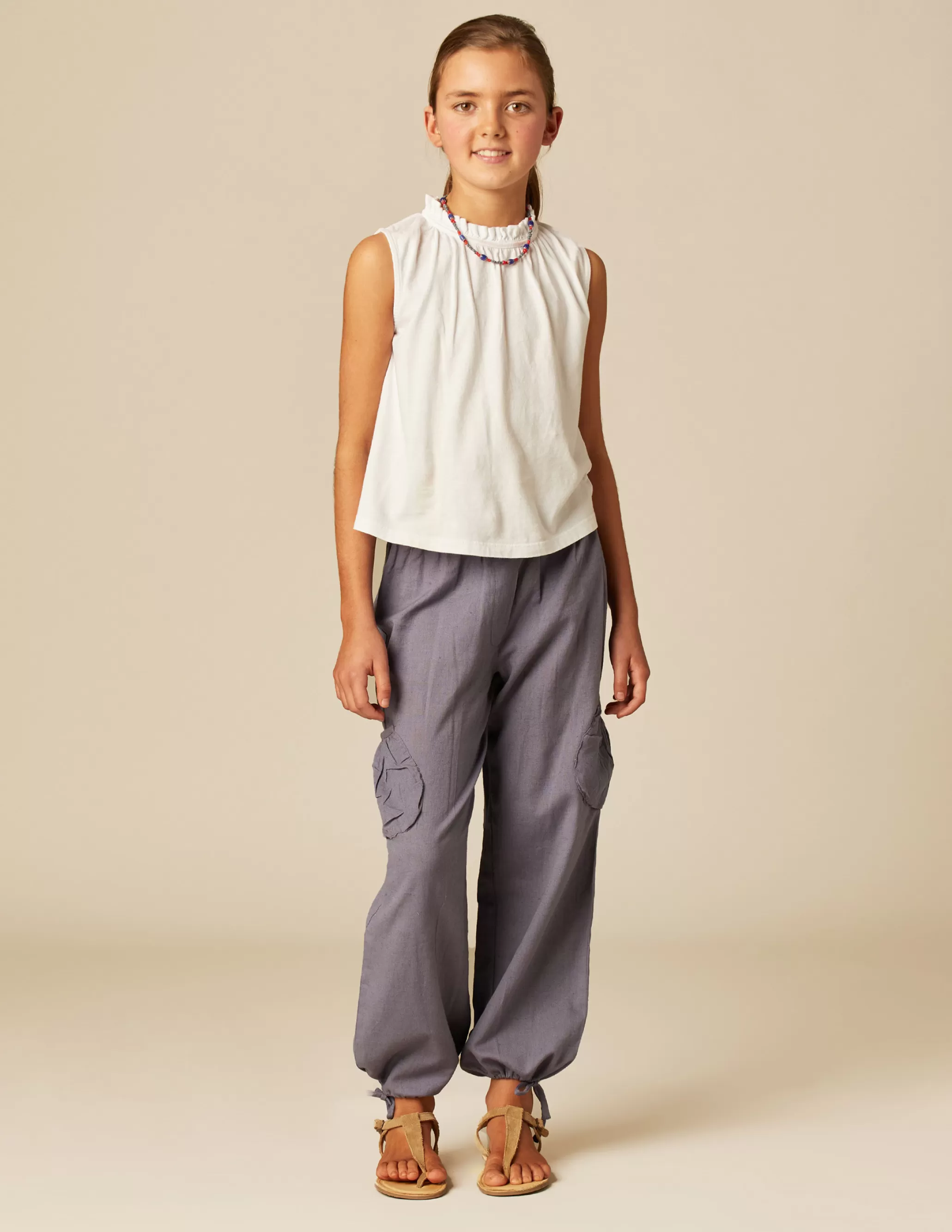 Nicoli BLUE POCKET LINEN TROUSERS< Trousers