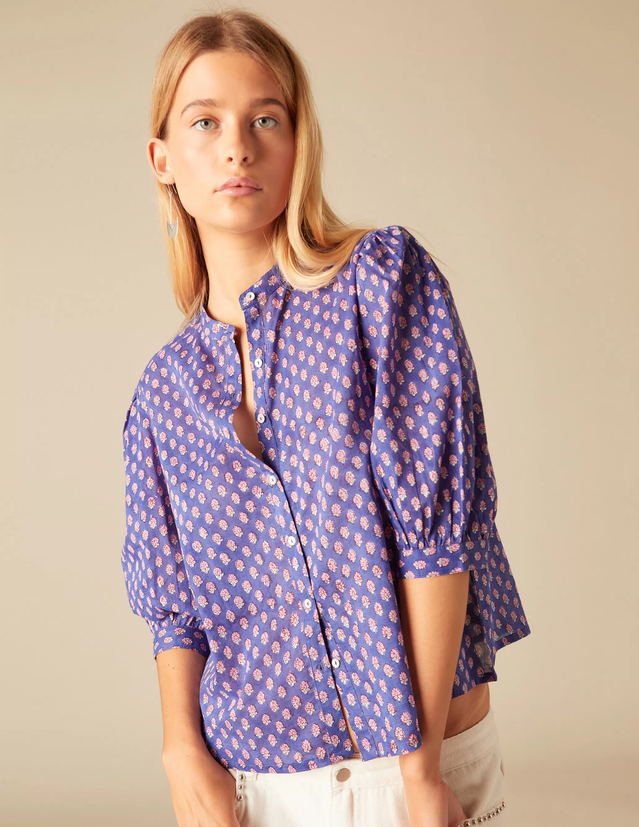 Nicoli BLUE PRINT SHIRT< Shirts & Blouses