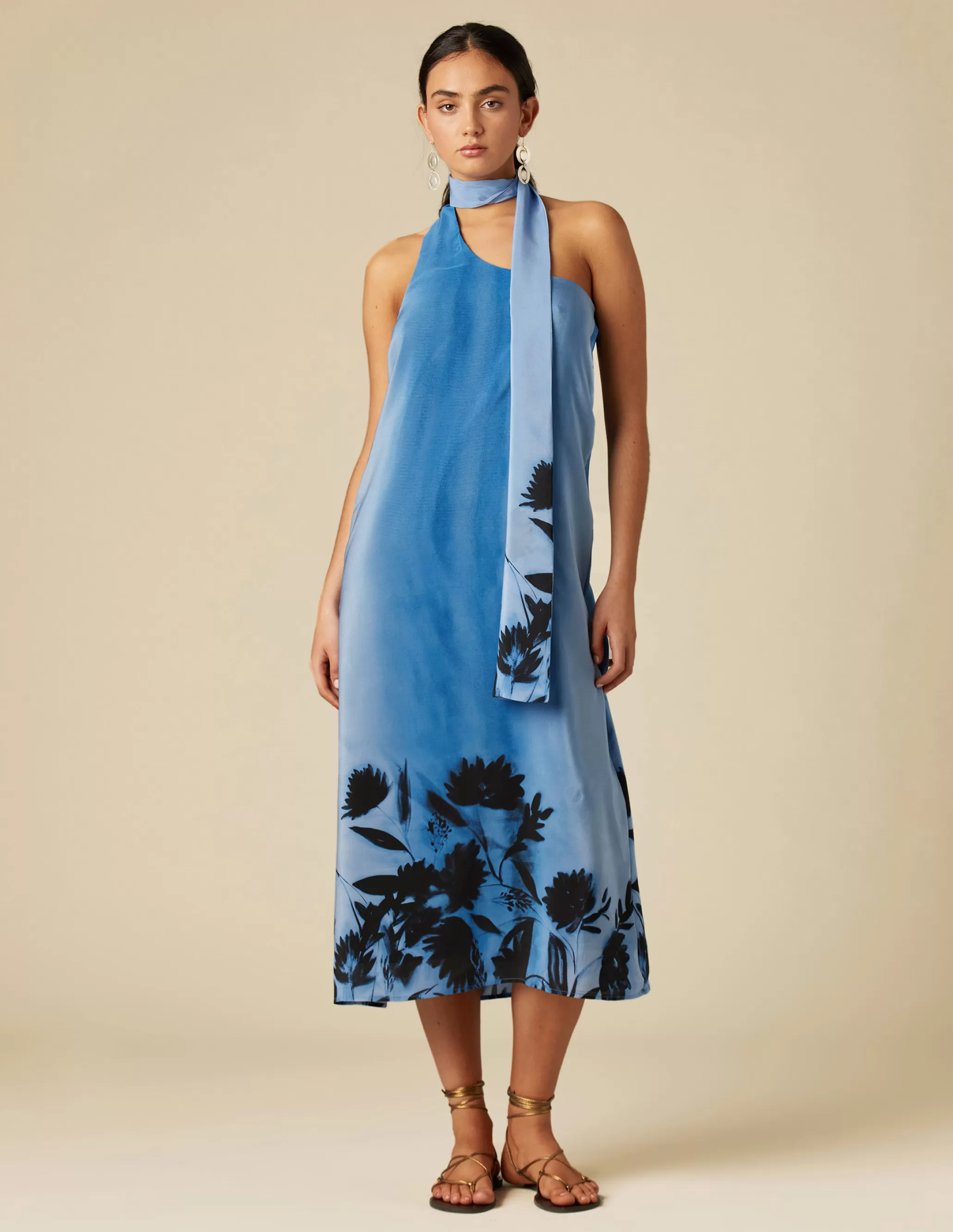 Nicoli BLUE PRINTED SILK DRESS< Dresses