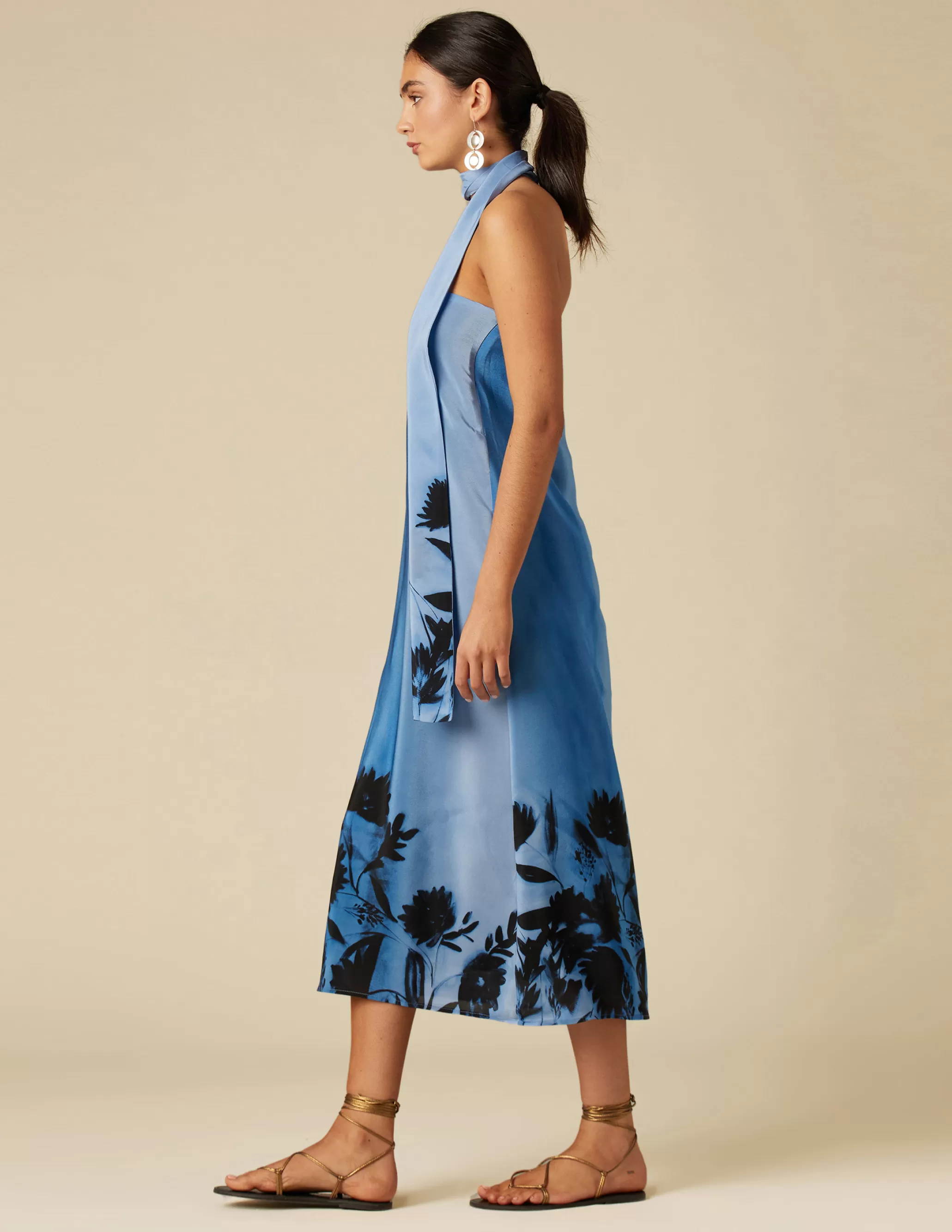 Nicoli BLUE PRINTED SILK DRESS< Dresses