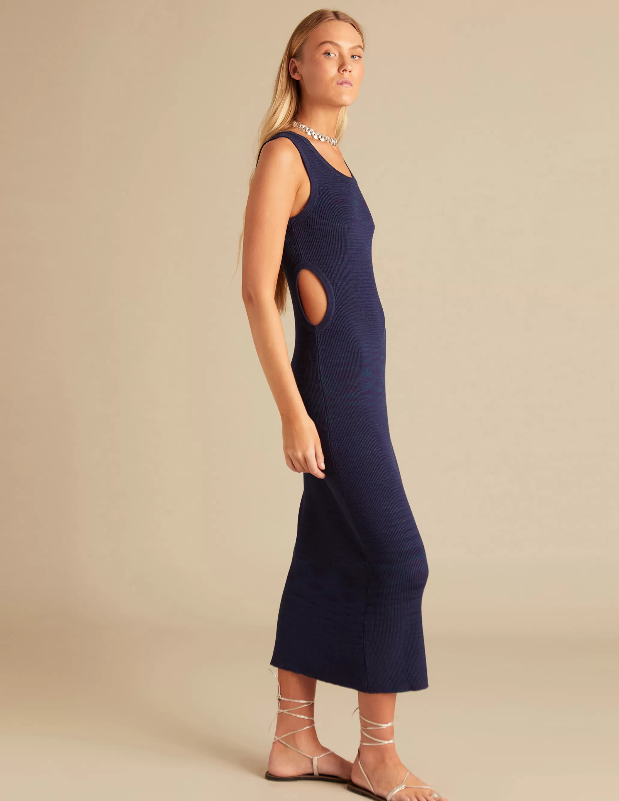 Nicoli BLUE SIDE OPENED DRESS< Dresses