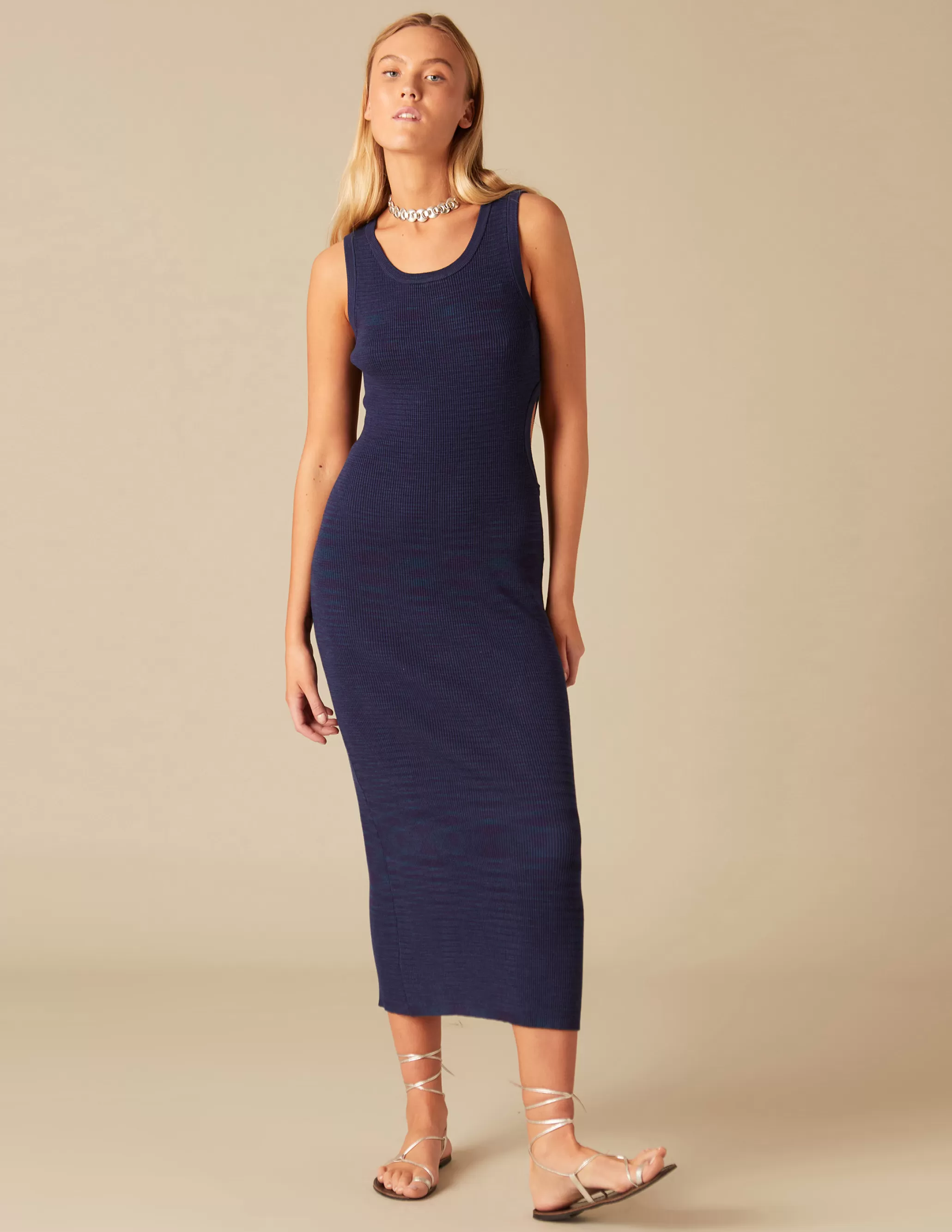 Nicoli BLUE SIDE OPENED DRESS< Dresses