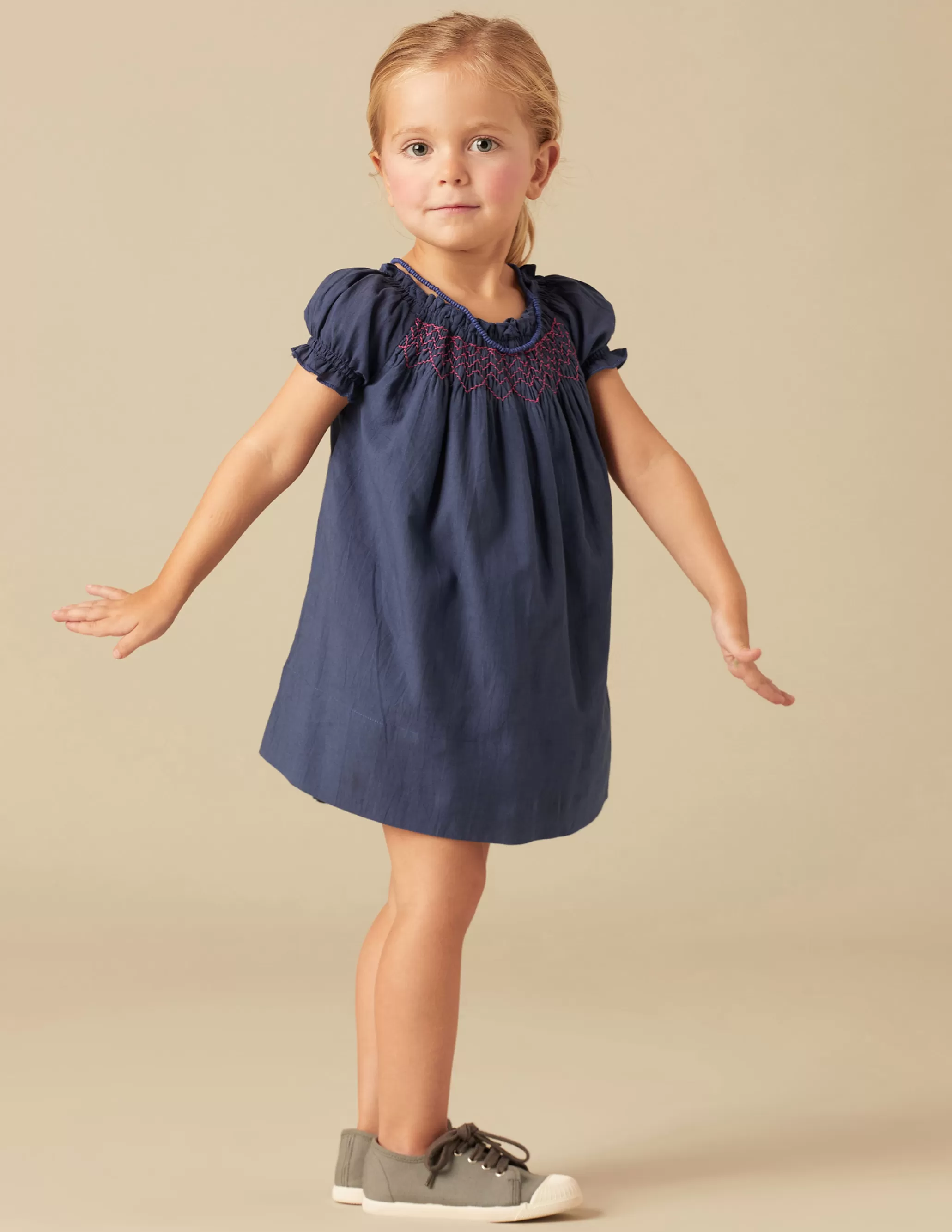 Nicoli BLUE SMOCKED DRESS< Dresses