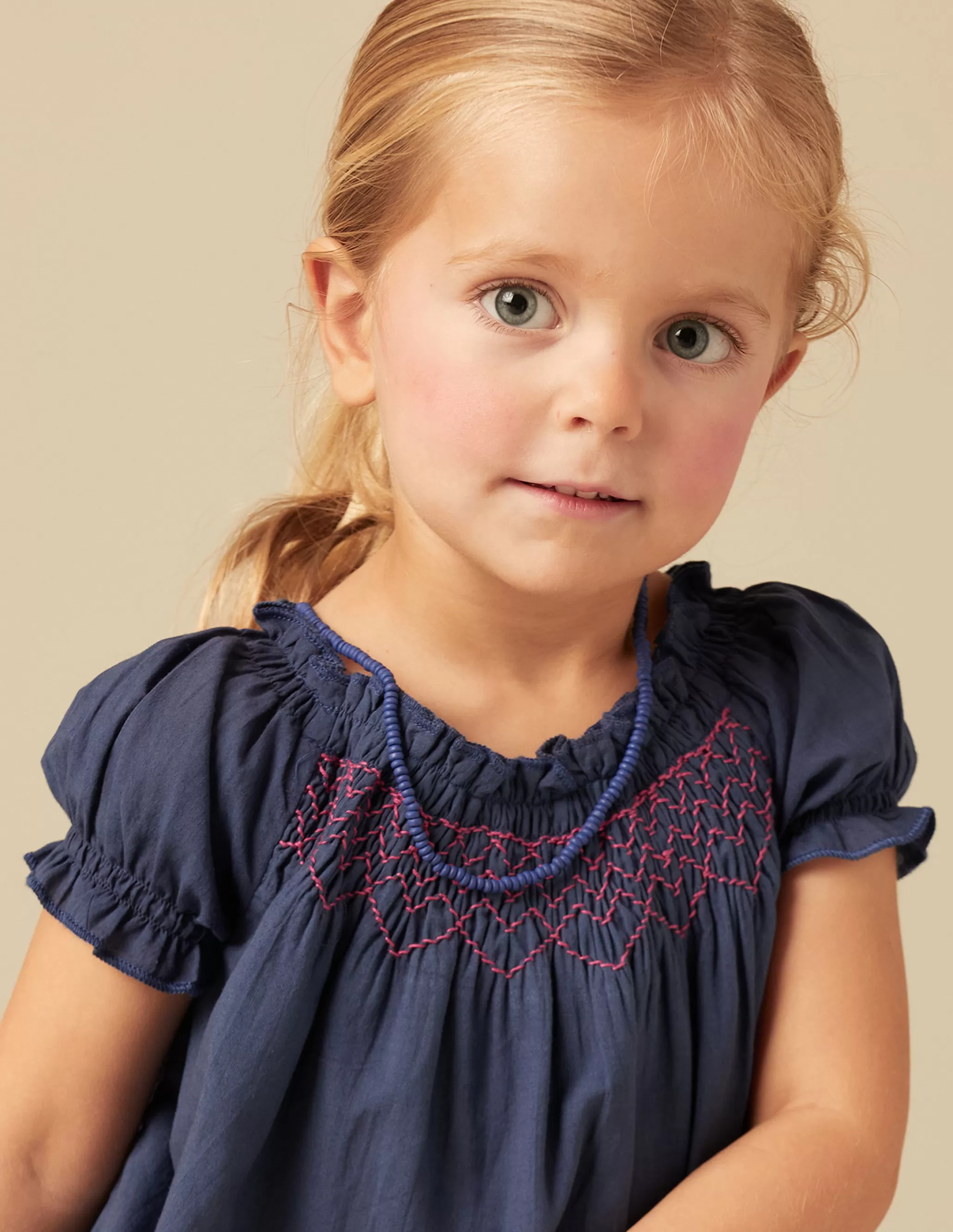 Nicoli BLUE SMOCKED DRESS< Dresses