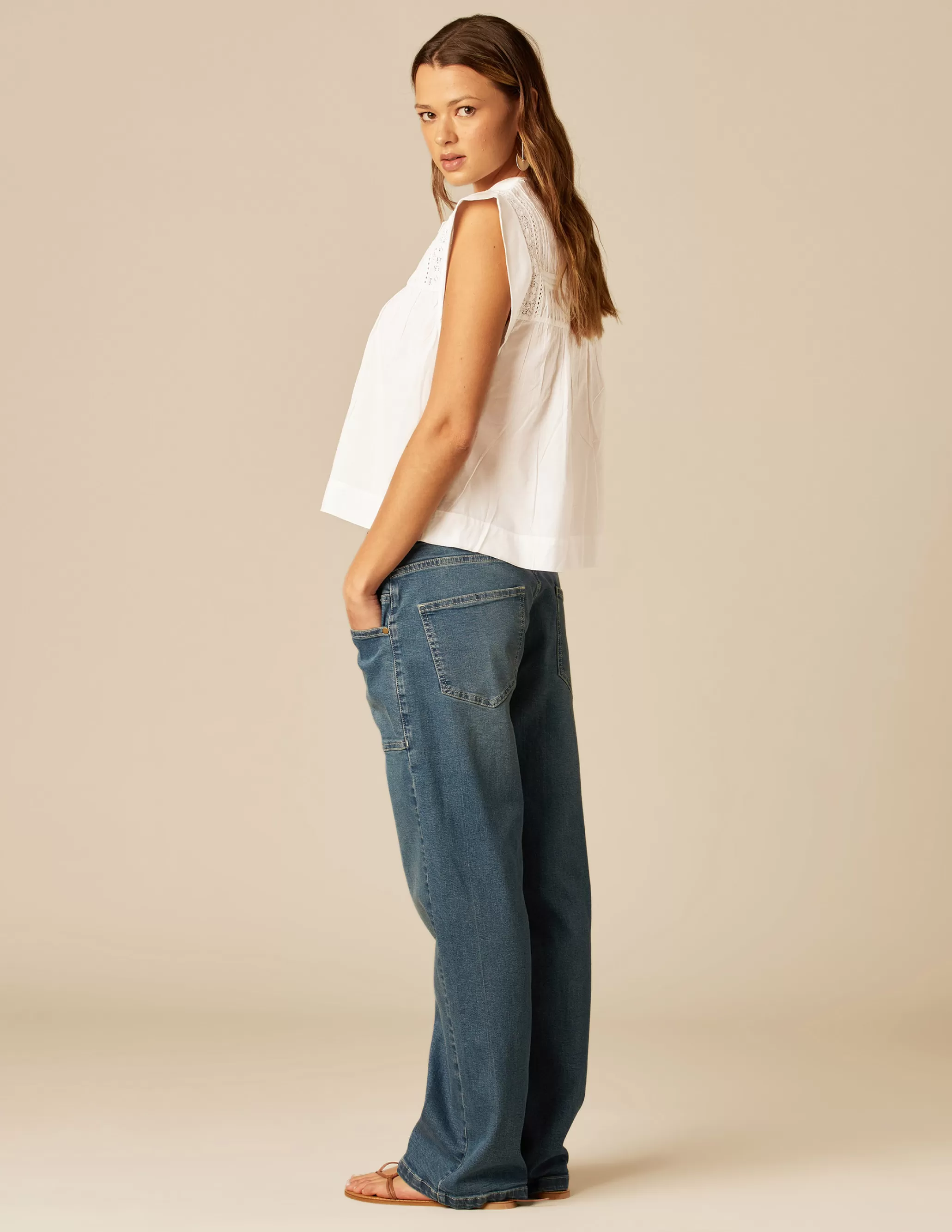 Nicoli BLUE STITCHED JEANS< Trousers | Denim