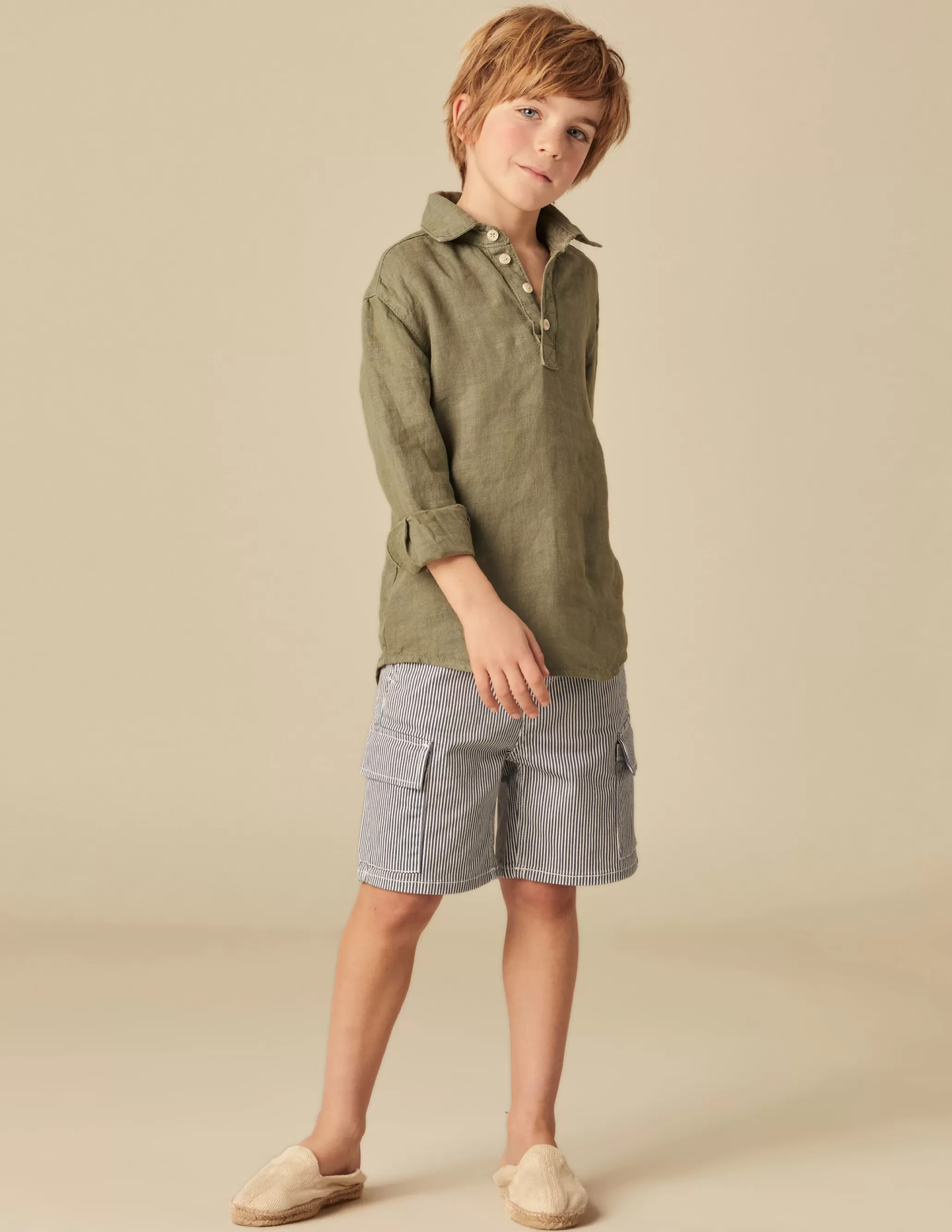 Nicoli BLUE STRIPED CARGO SHORTS<BOY Trousers