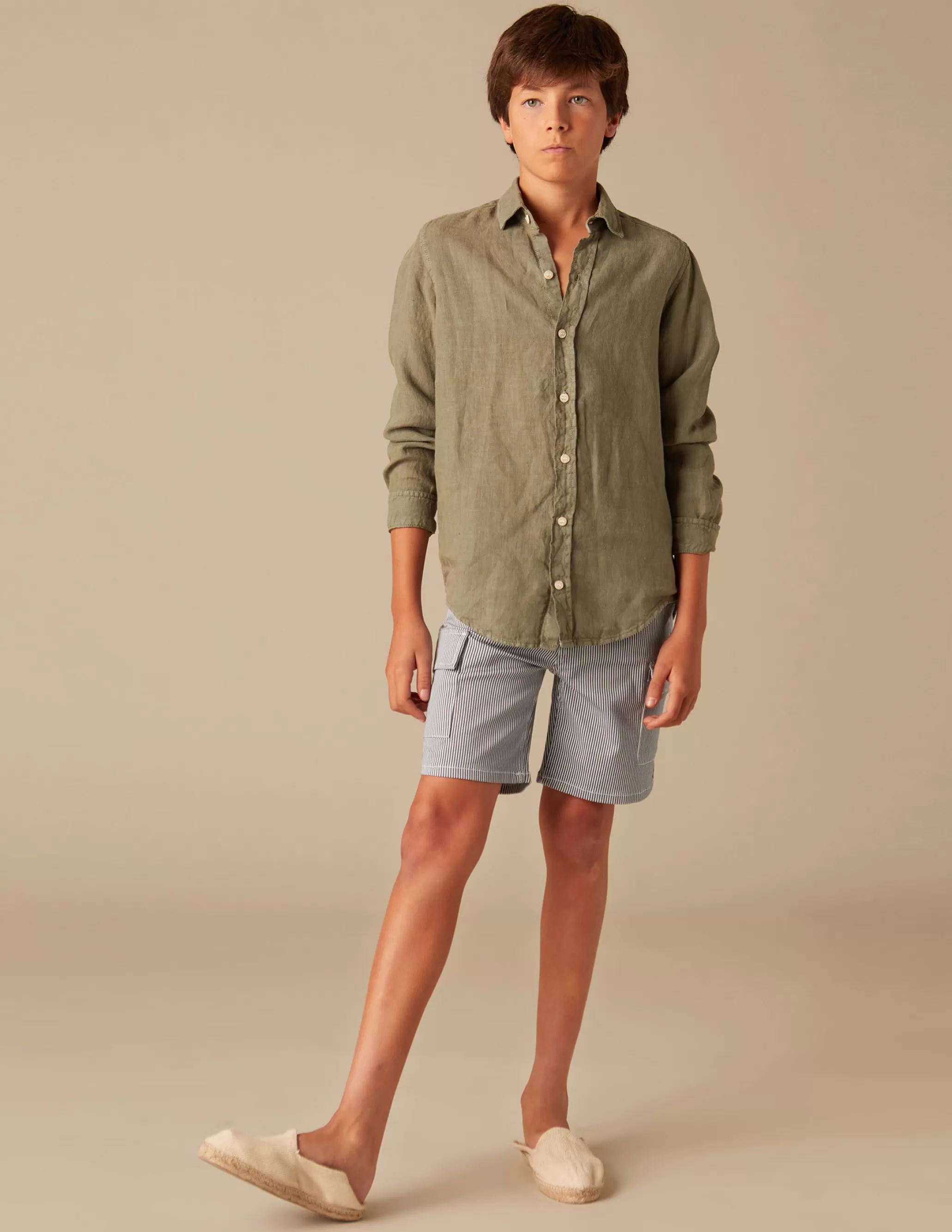 Nicoli BLUE STRIPED CARGO SHORTS< Trousers