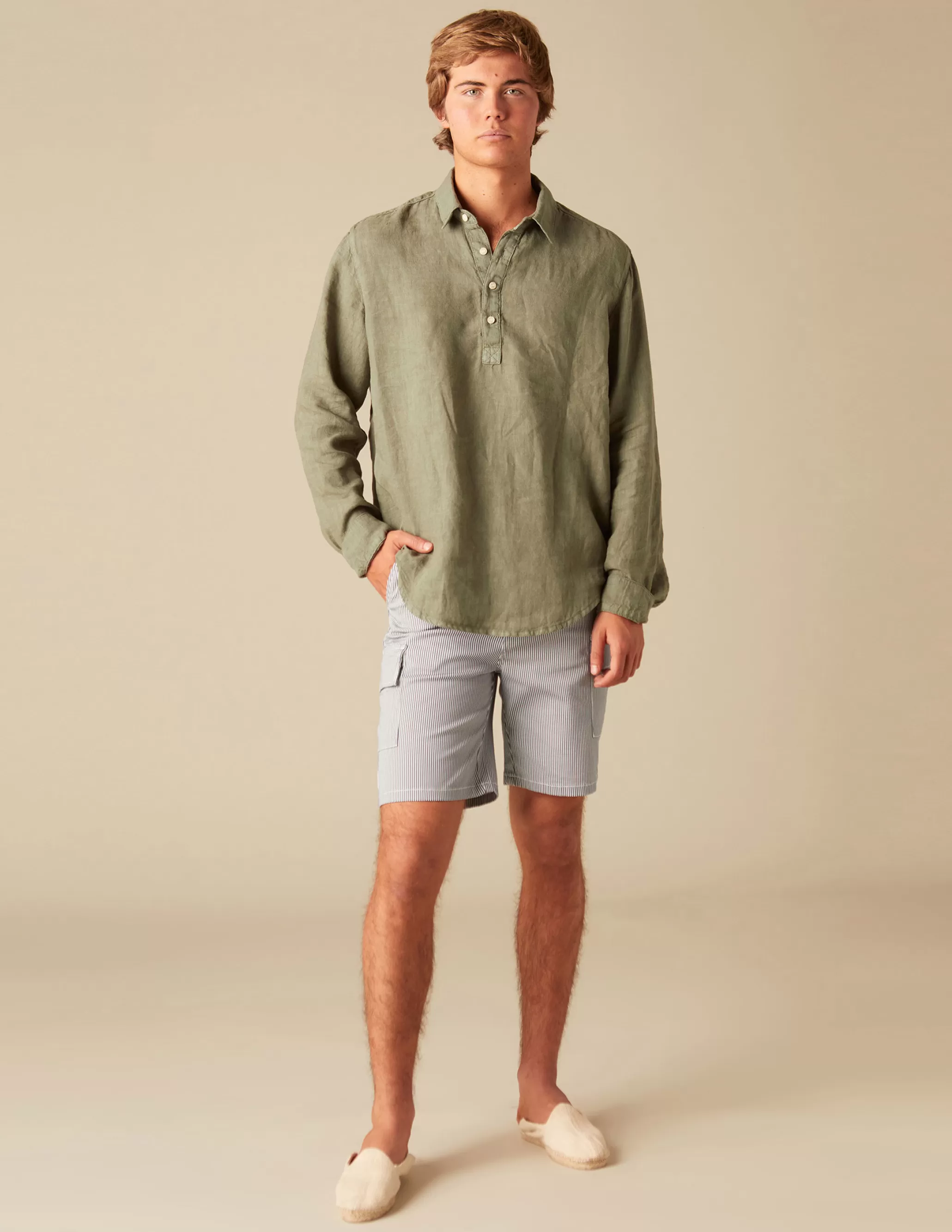 Nicoli BLUE STRIPED CARGO SHORTS< Trousers