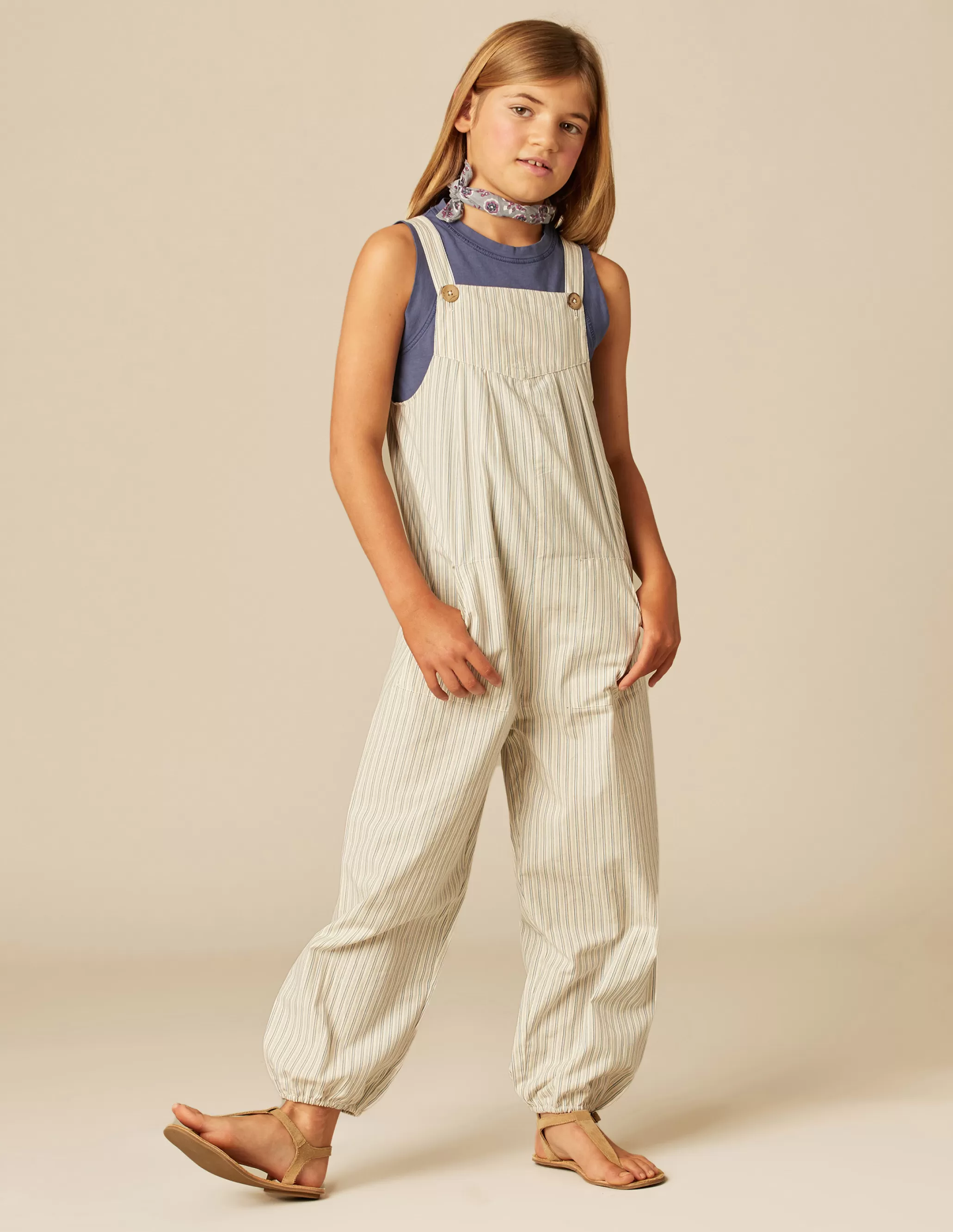 Nicoli BLUE STRIPED DUNGAREES< Jumpsuits