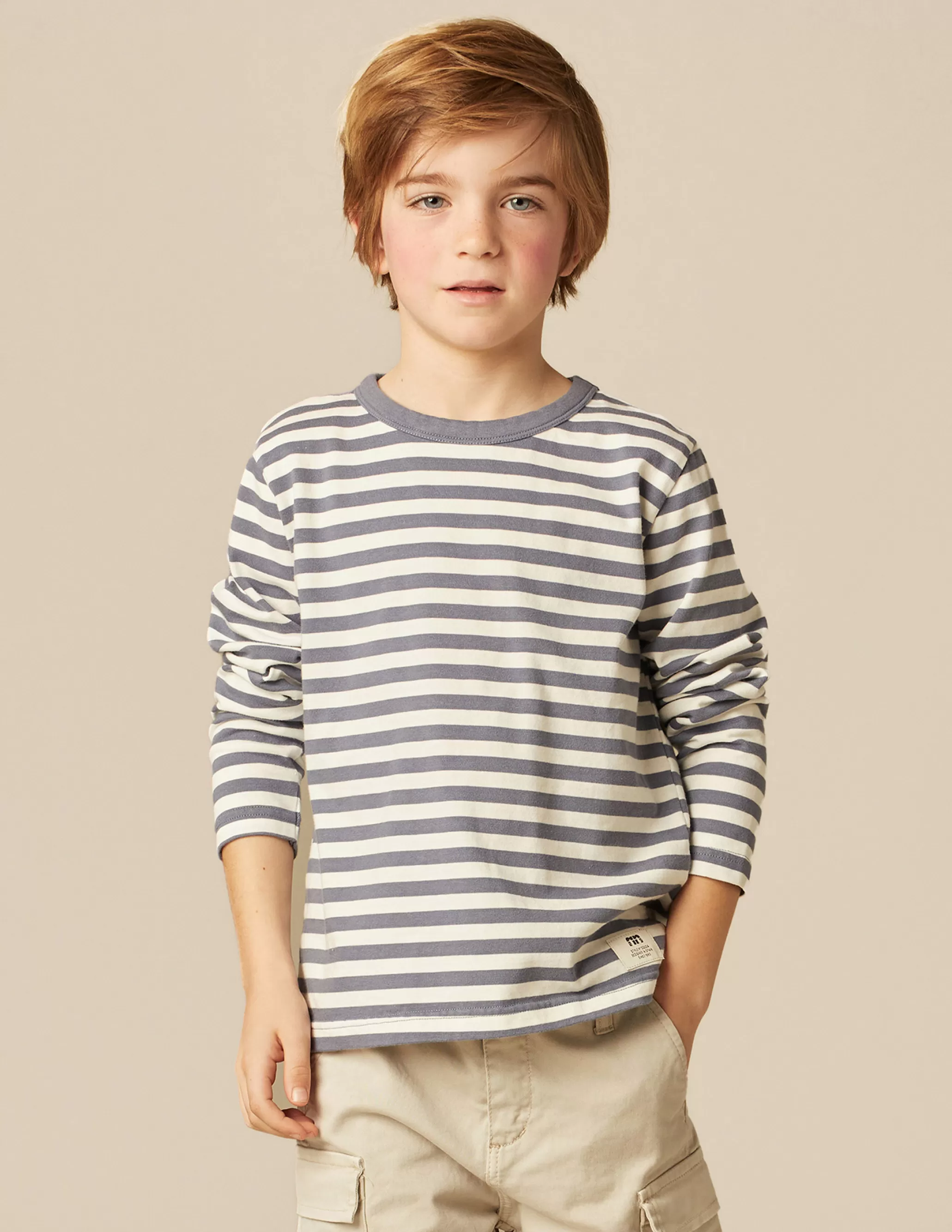 Nicoli BLUE STRIPED LONG-SLEEVED T-SHIRT<BOY T-shirts