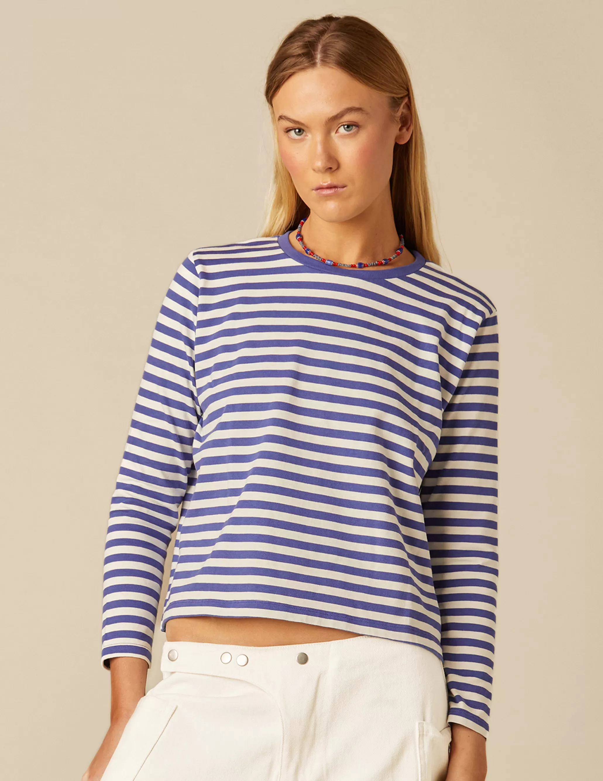 Nicoli BLUE STRIPED LONG-SLEEVED T-SHIRT< T-shirts