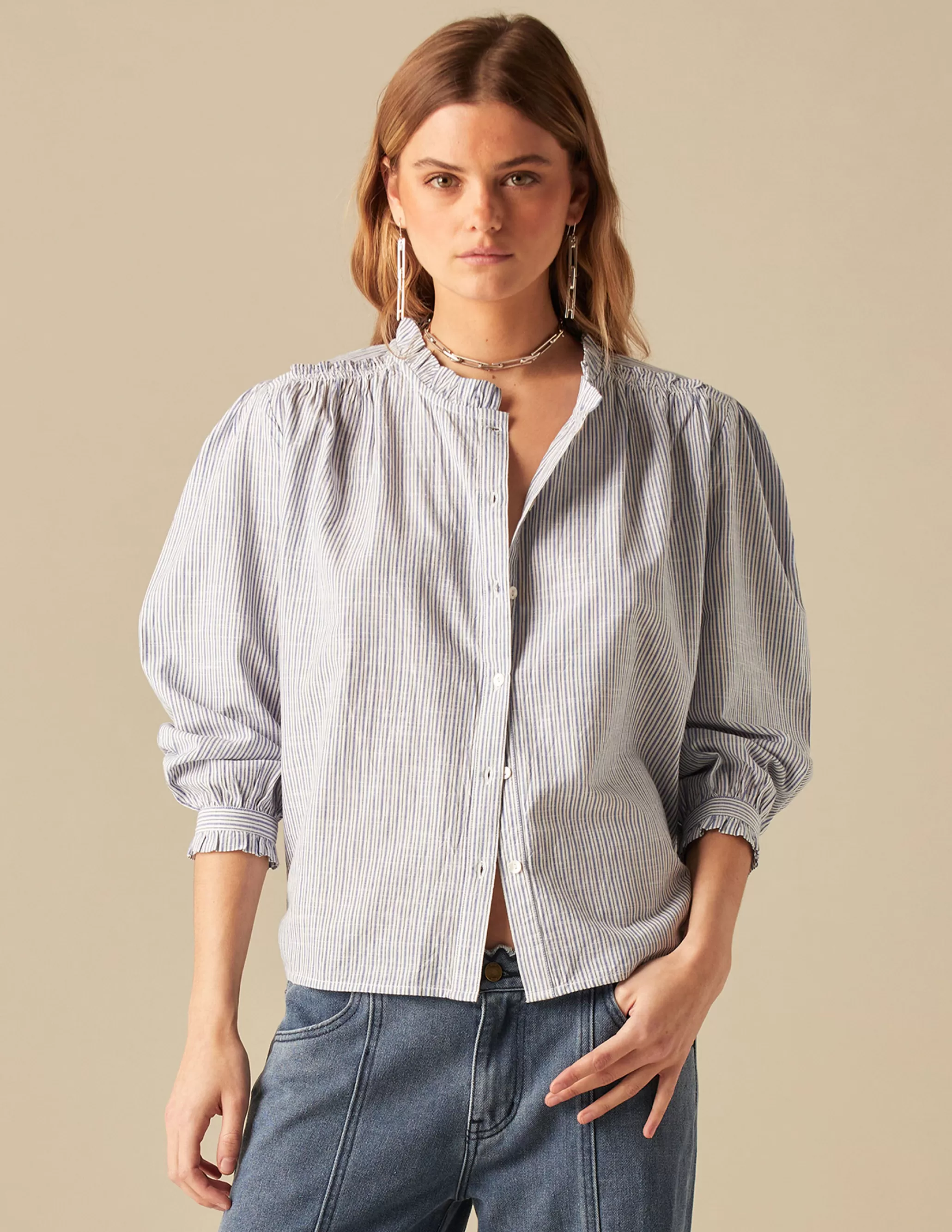 Nicoli BLUE STRIPED SHIRT< Shirts & Blouses