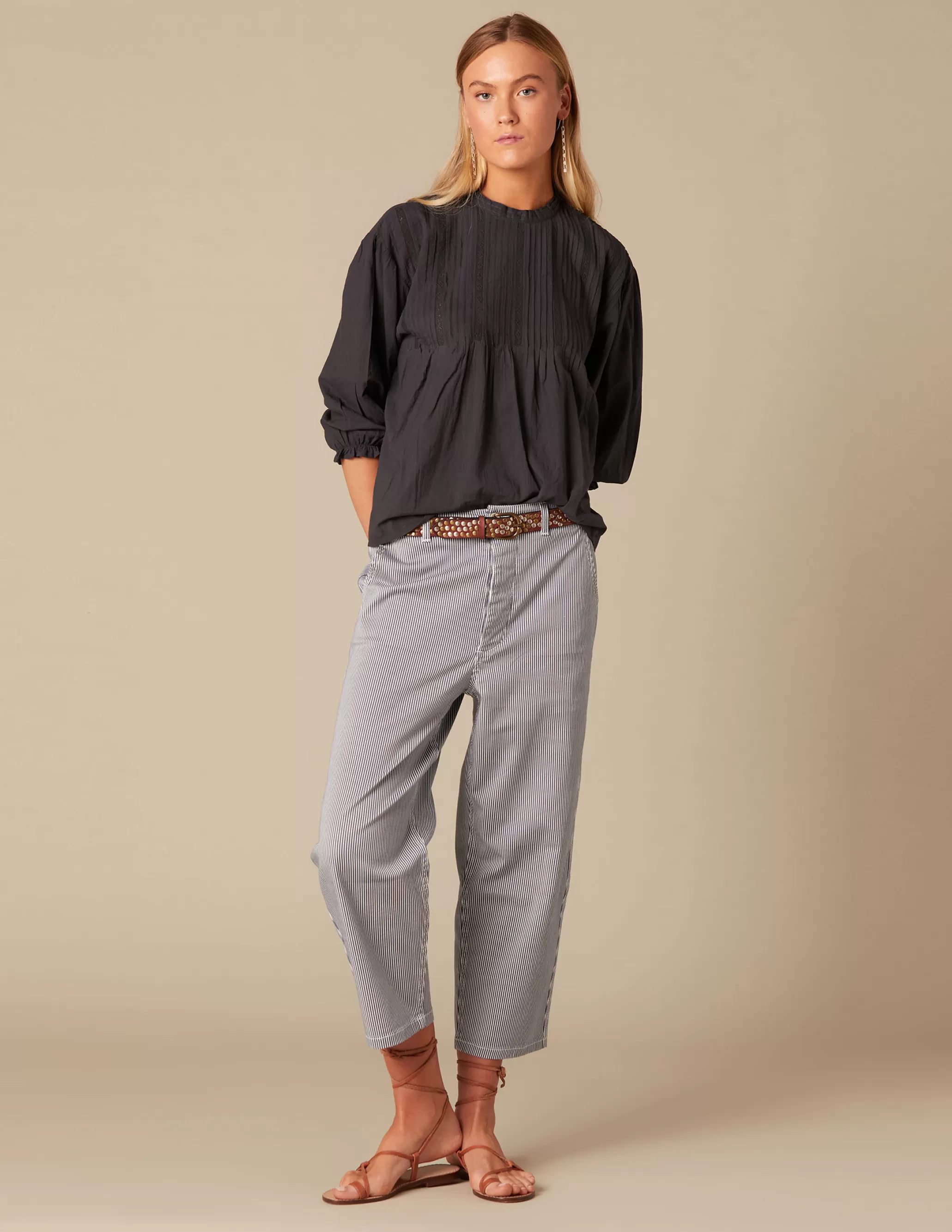 Nicoli BLUE STRIPED TROUSERS< Trousers