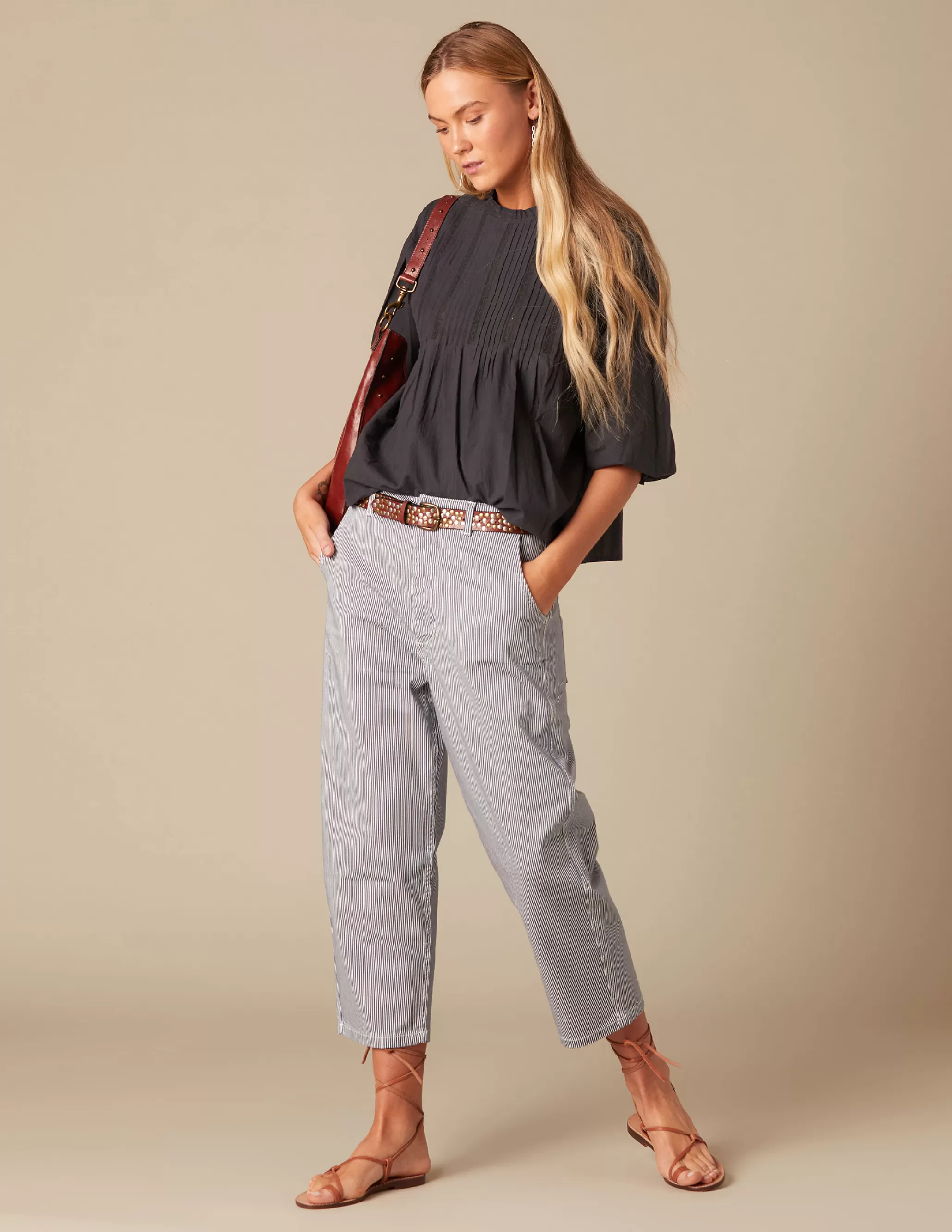 Nicoli BLUE STRIPED TROUSERS< Trousers