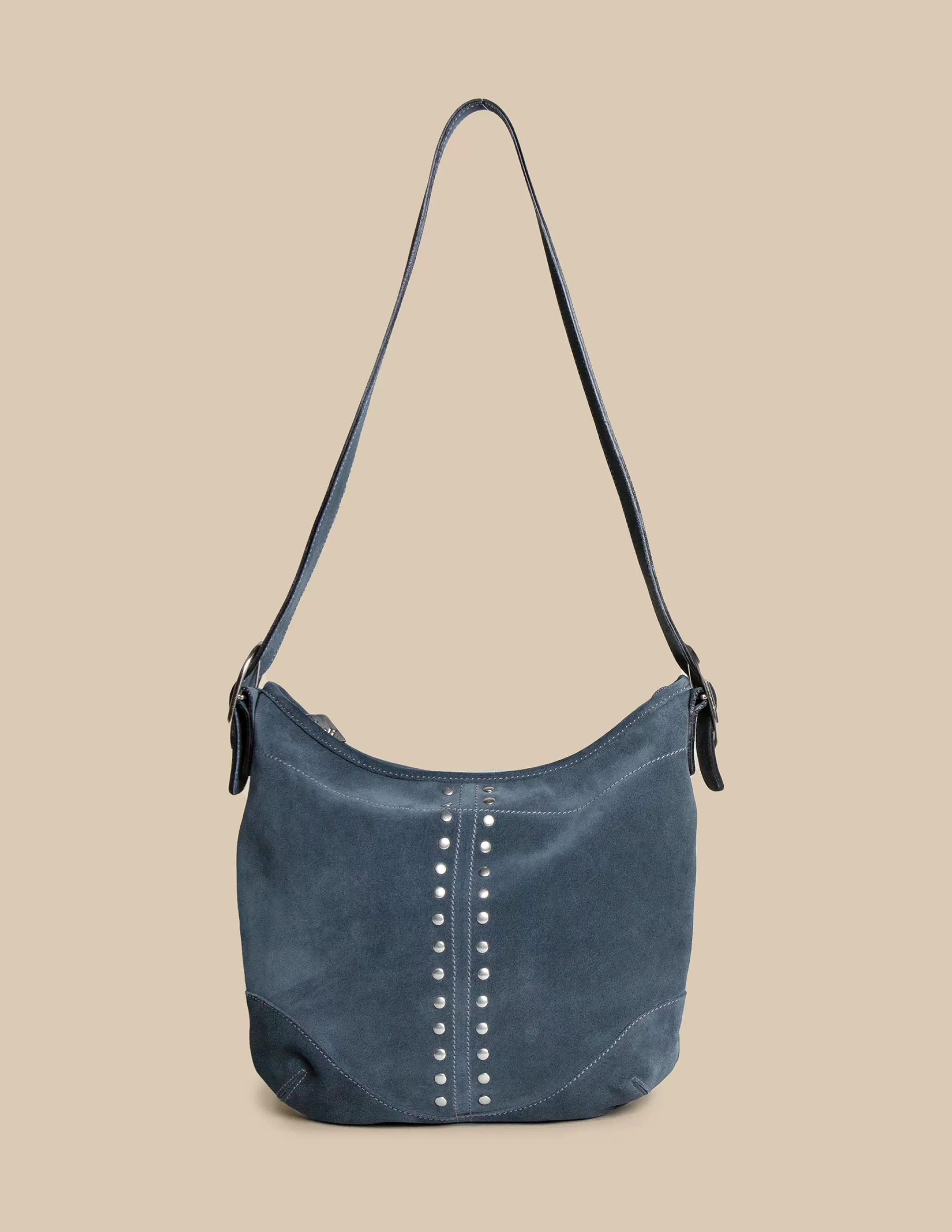 Nicoli BLUE STUDDED SUEDE BAG< Bags