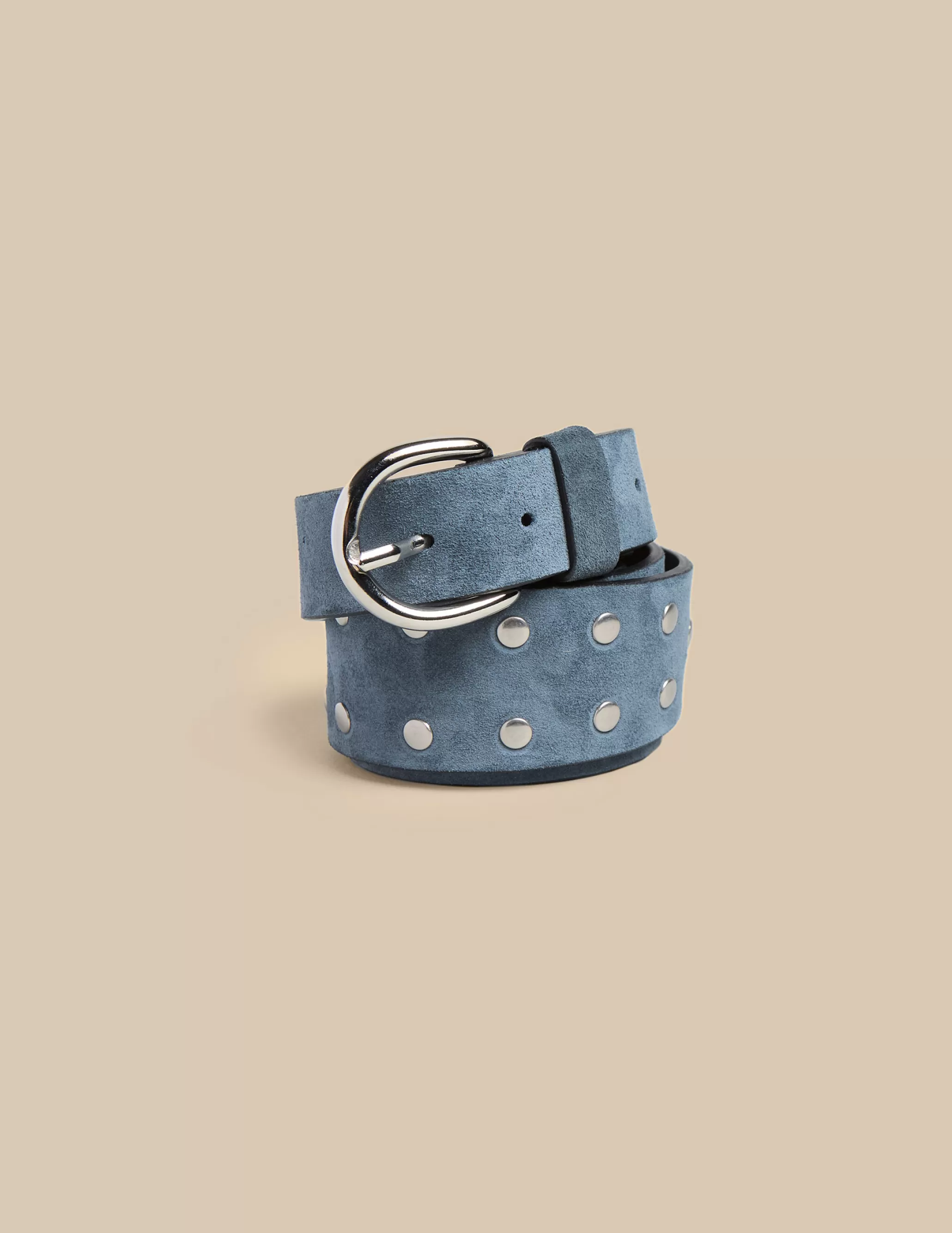 Nicoli BLUE STUDDED SUEDE BELT< Belts