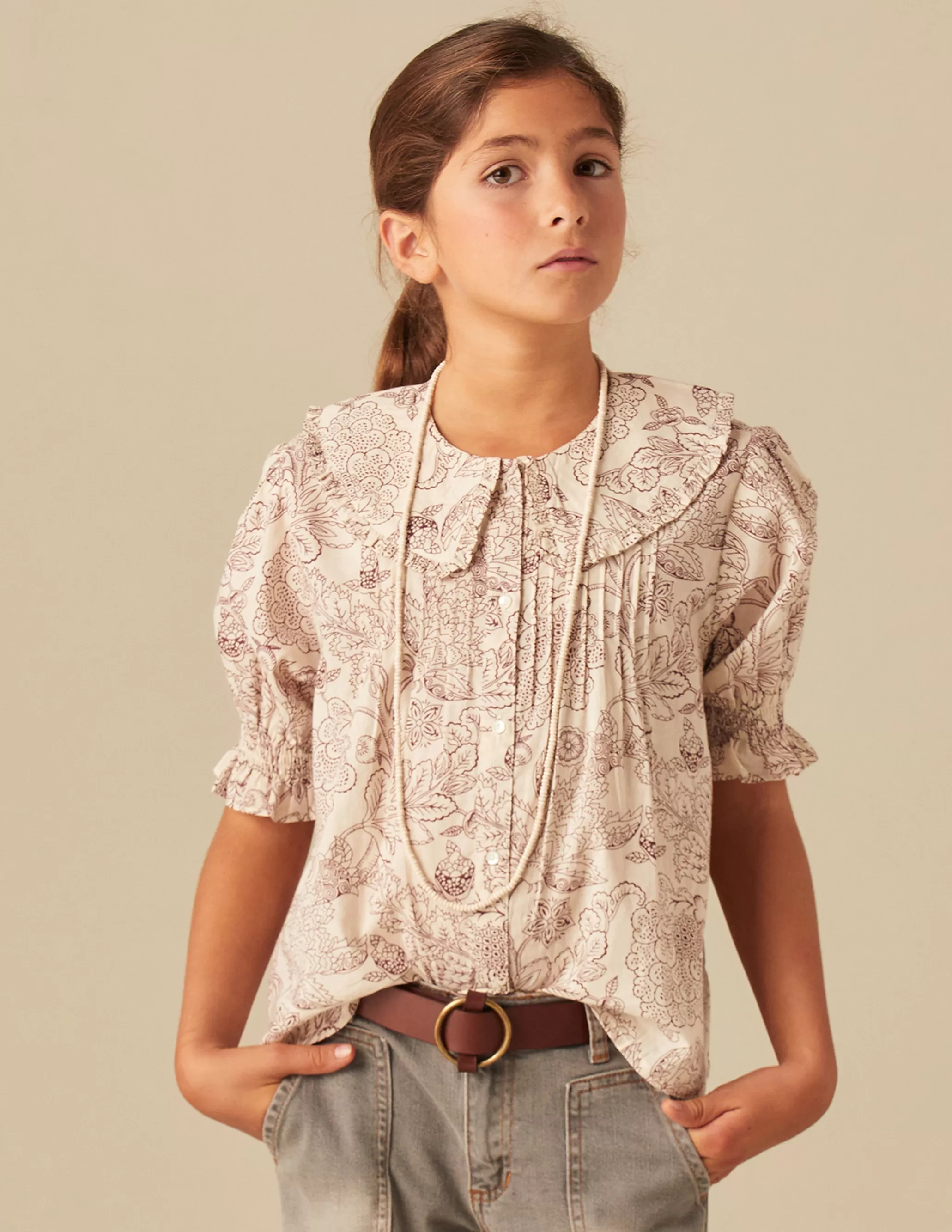 Nicoli BROWN FLOWER SHIRT< Shirts