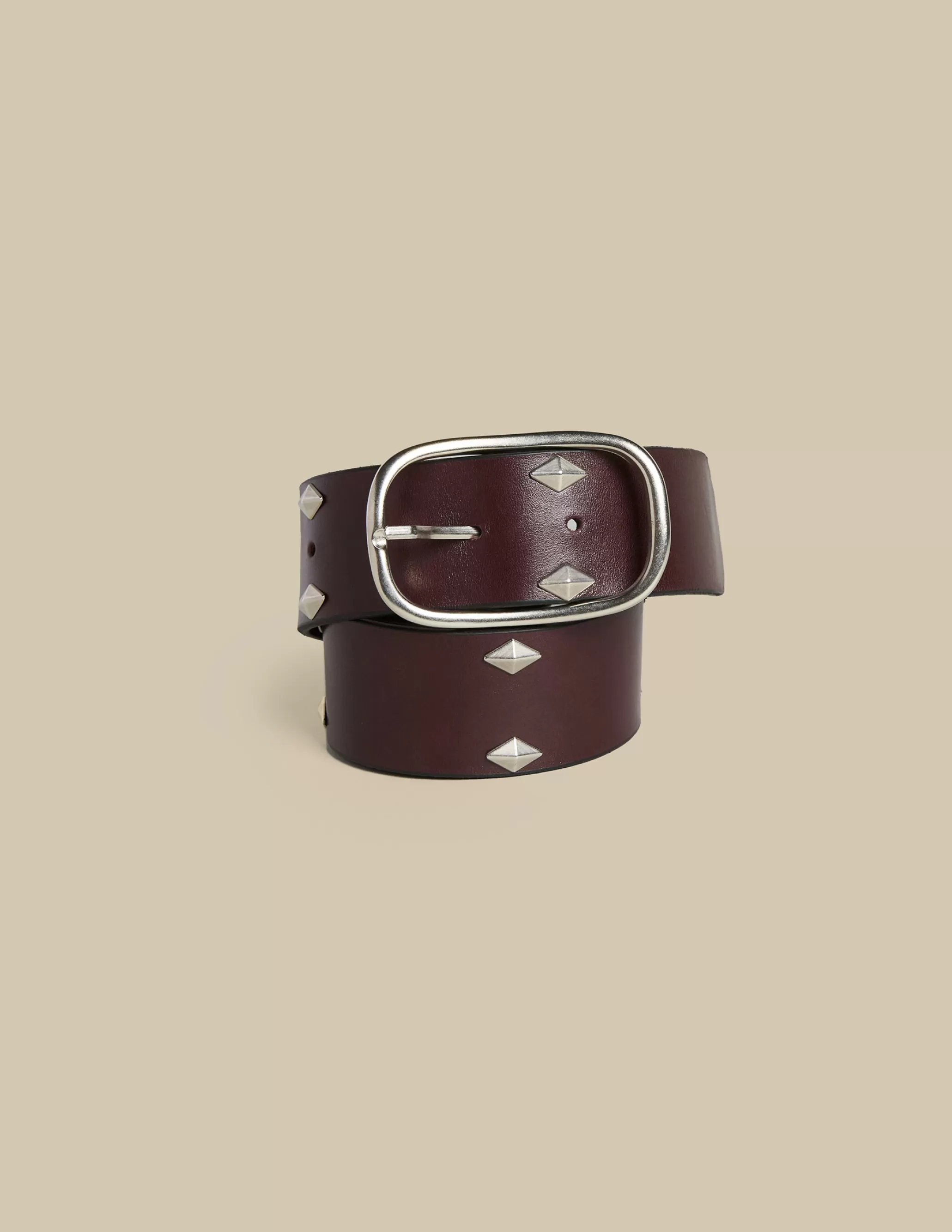 Nicoli BROWN LEATHER DIAMONDS BELT< Belts