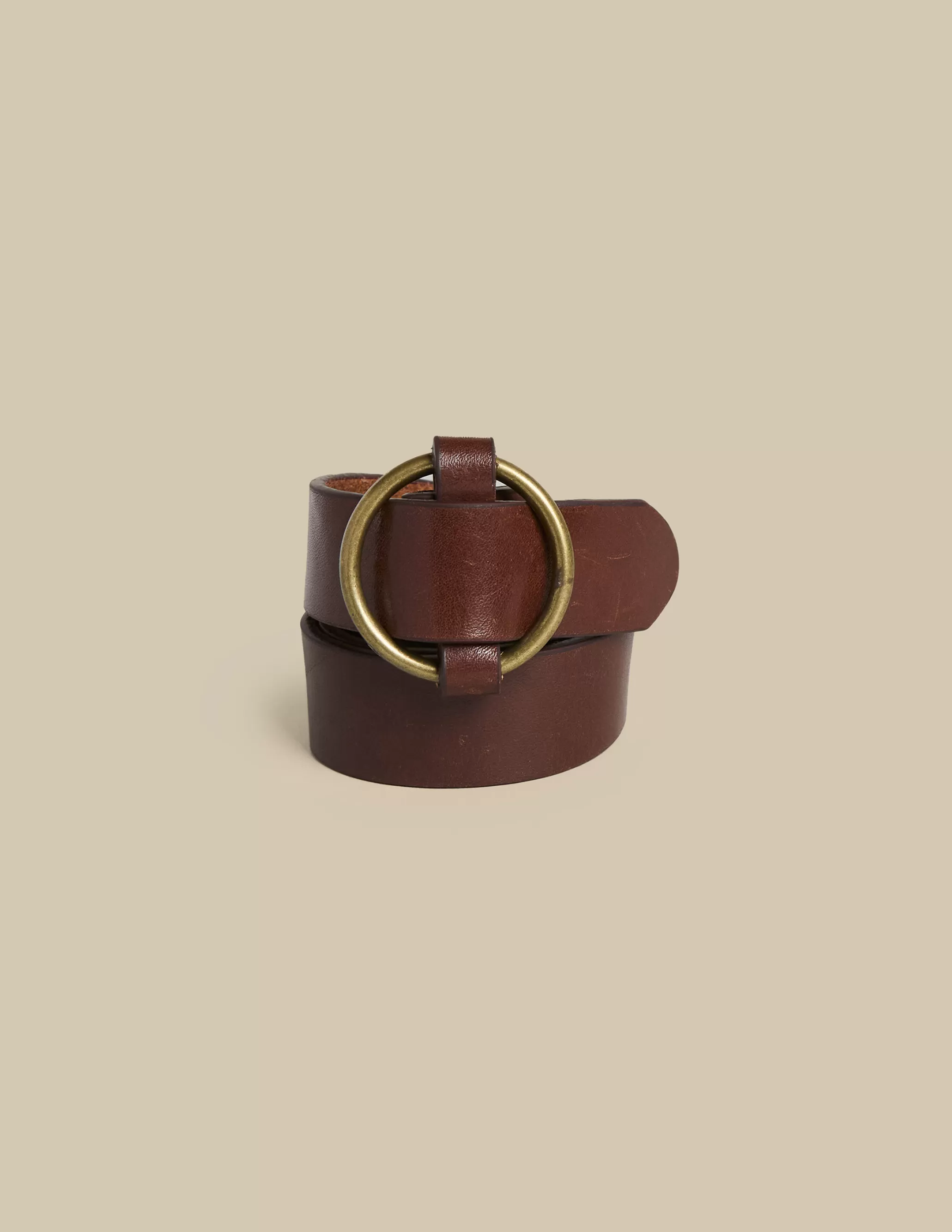 Nicoli Brown Leather Round Buckle Belt< Belts | Belts