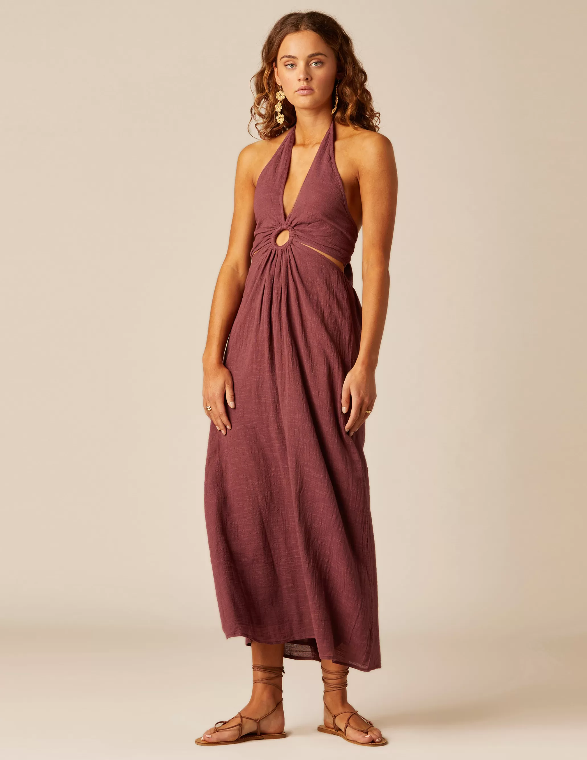 Nicoli BROWN OPEN DRESS< Dresses