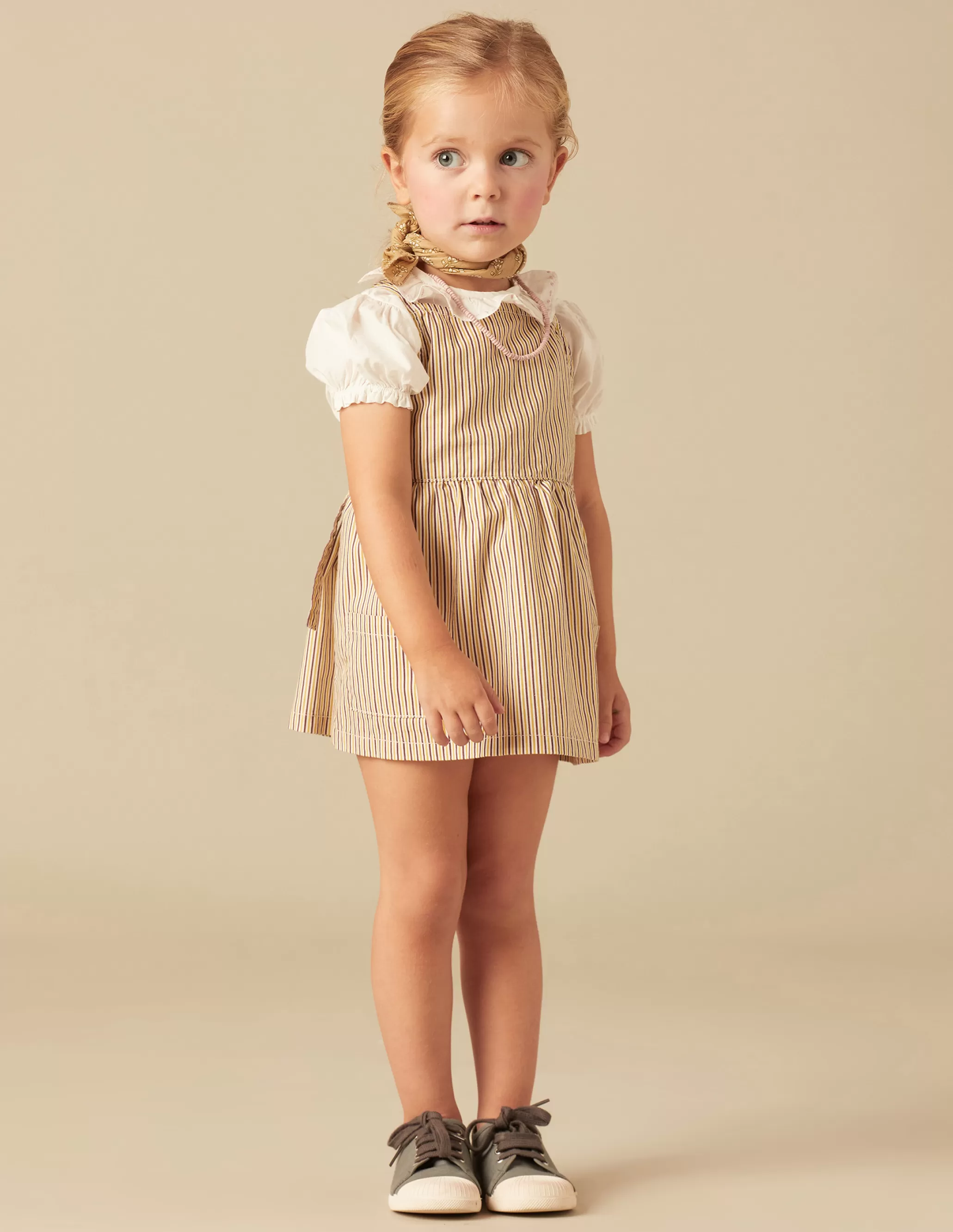 Nicoli BROWN STRIPED PINAFORE DRESS< Skirts