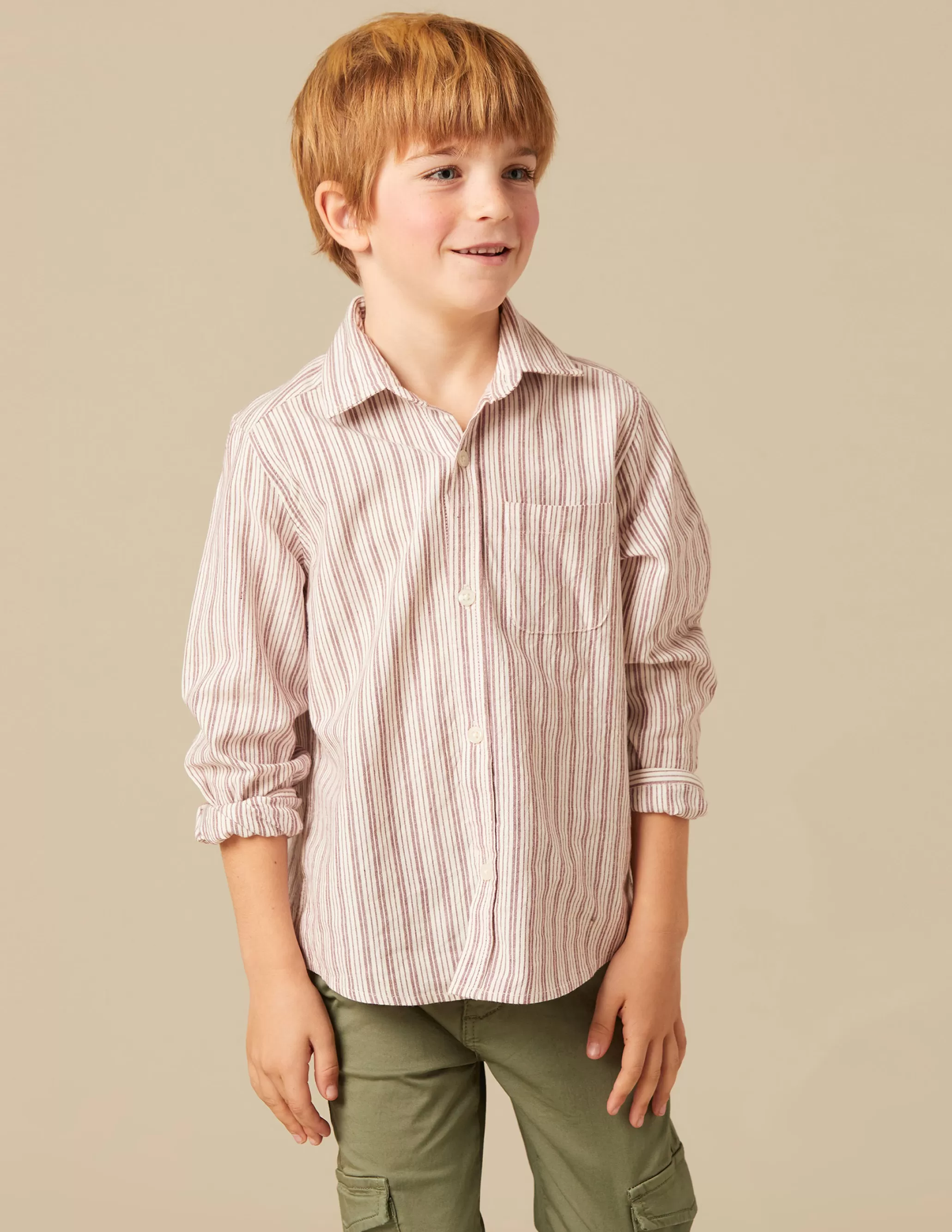 Nicoli BROWN STRIPED SHIRT<BOY Shirts